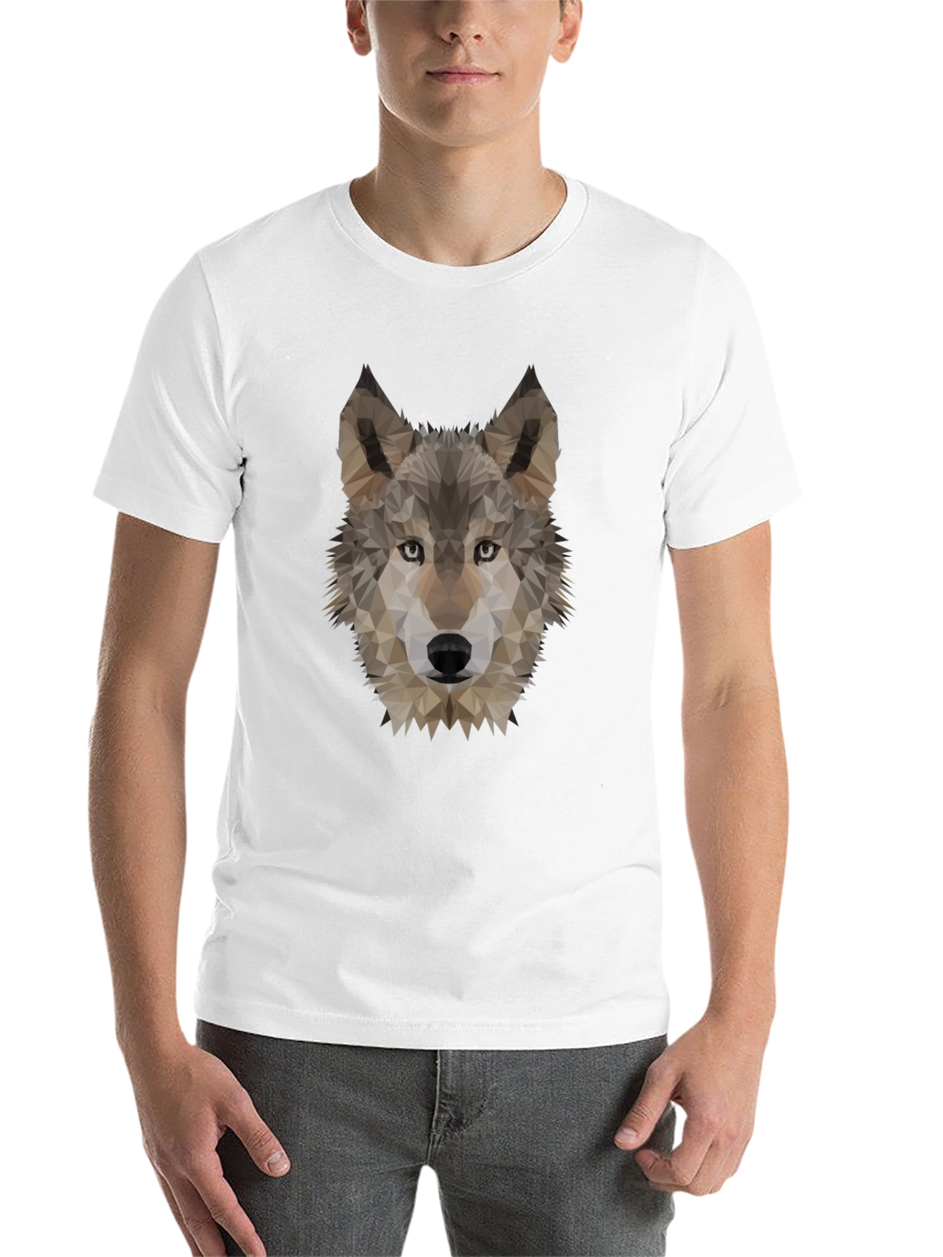 Black Geometric Wolf Head Graphic Tee - Black view 14