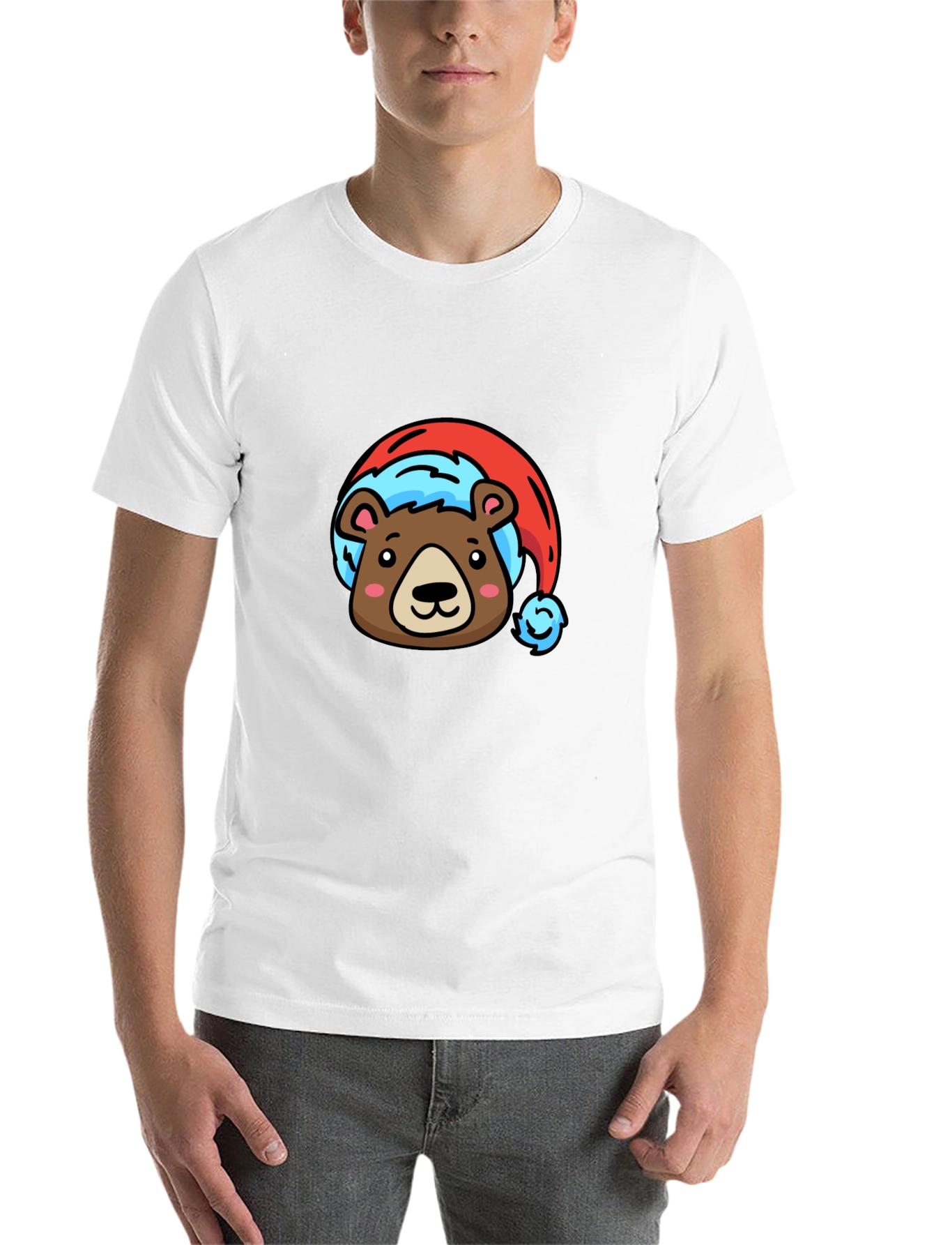 Black Bear Santa Hat Black T-Shirt view 14
