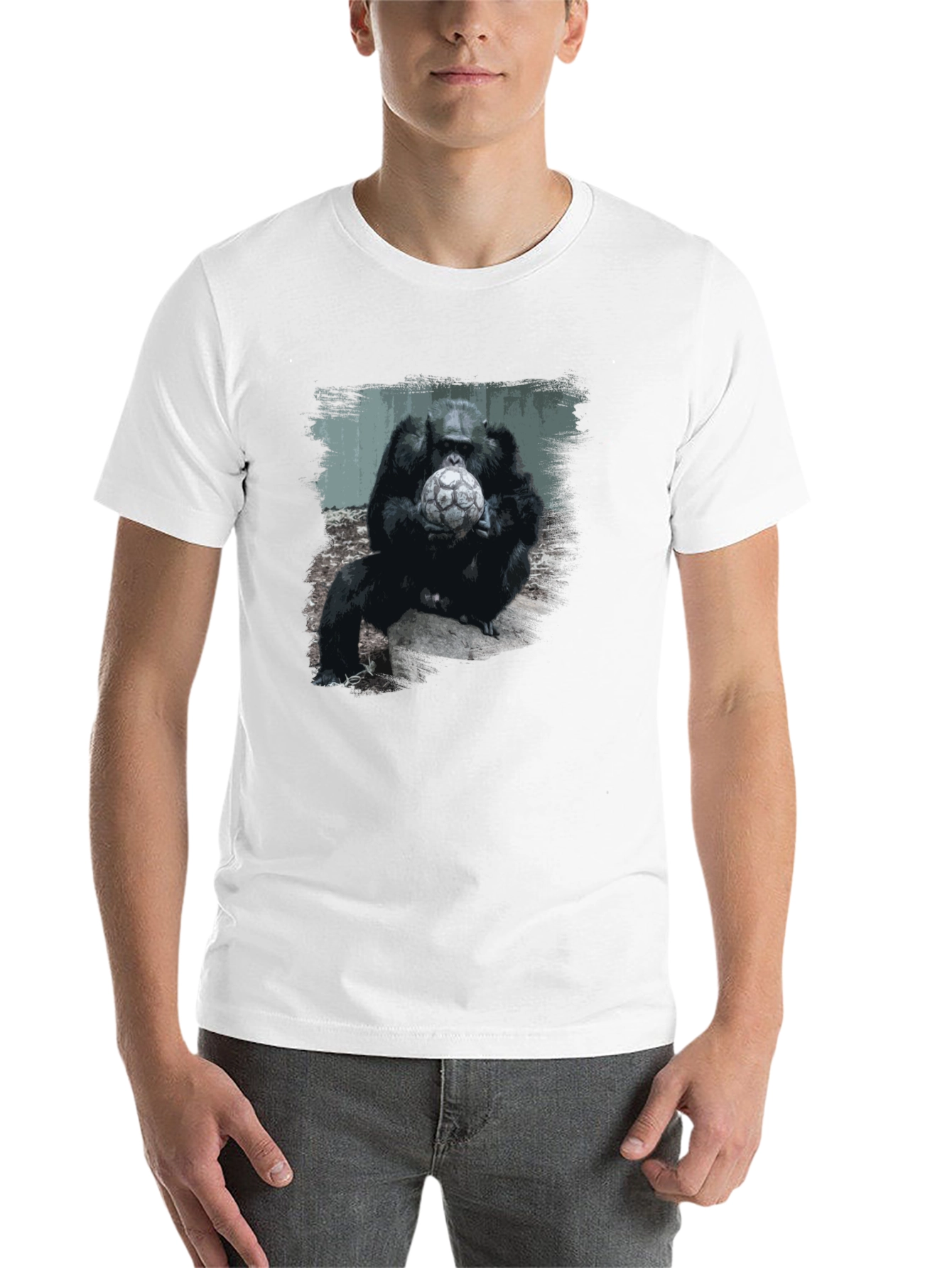 Black Gorilla Soccer T-Shirt - Unique Graphic Tee view 14