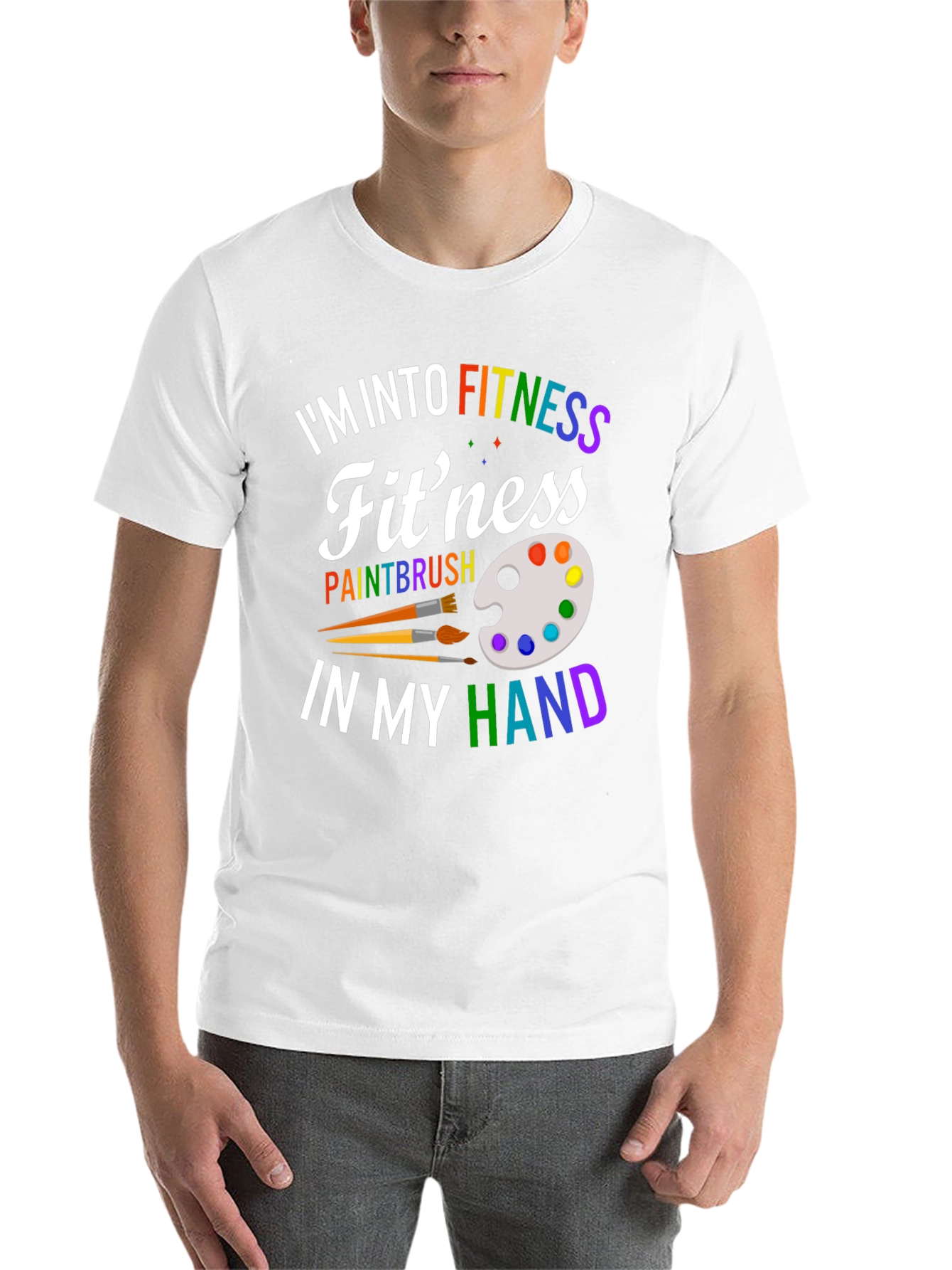 Black Fitness Paintbrush T-Shirt - Colorful Design view 14