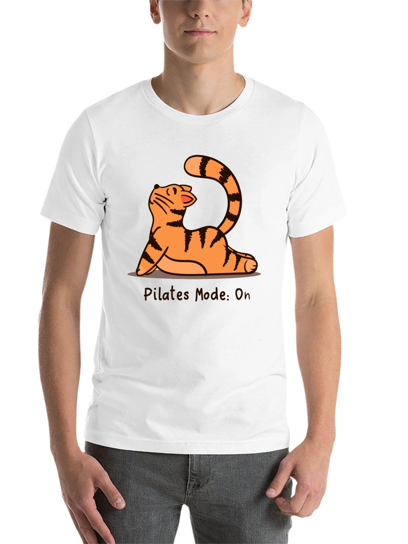 Black Pilates Mode On Cat T-Shirt view 14