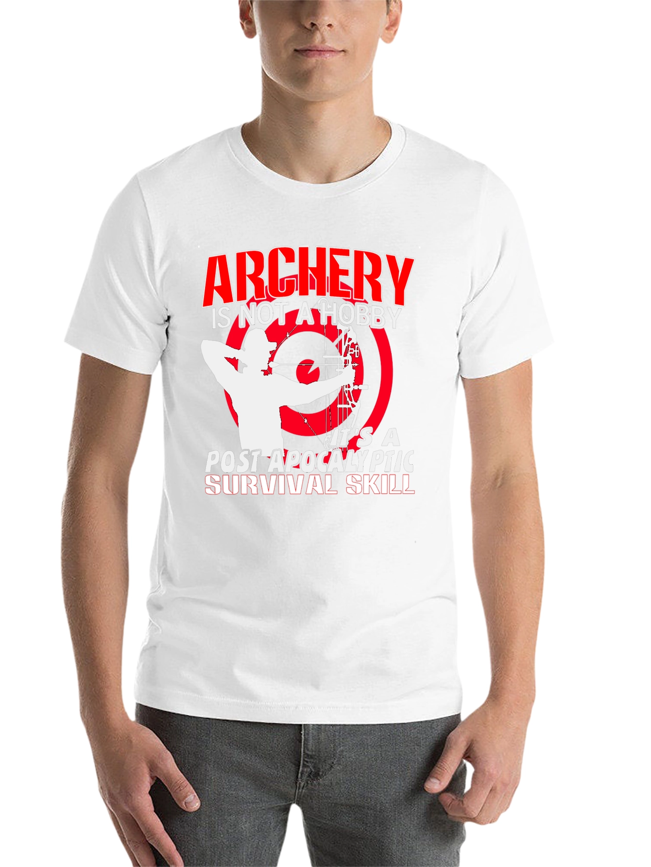 Black Archery Post Apocalyptic Survival Skill Graphic T-Shirt view 14