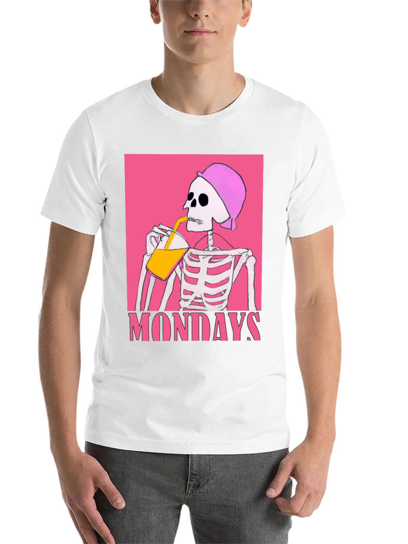 Black Mondays Skeleton Drink Tee - Black Graphic T-Shirt view 14