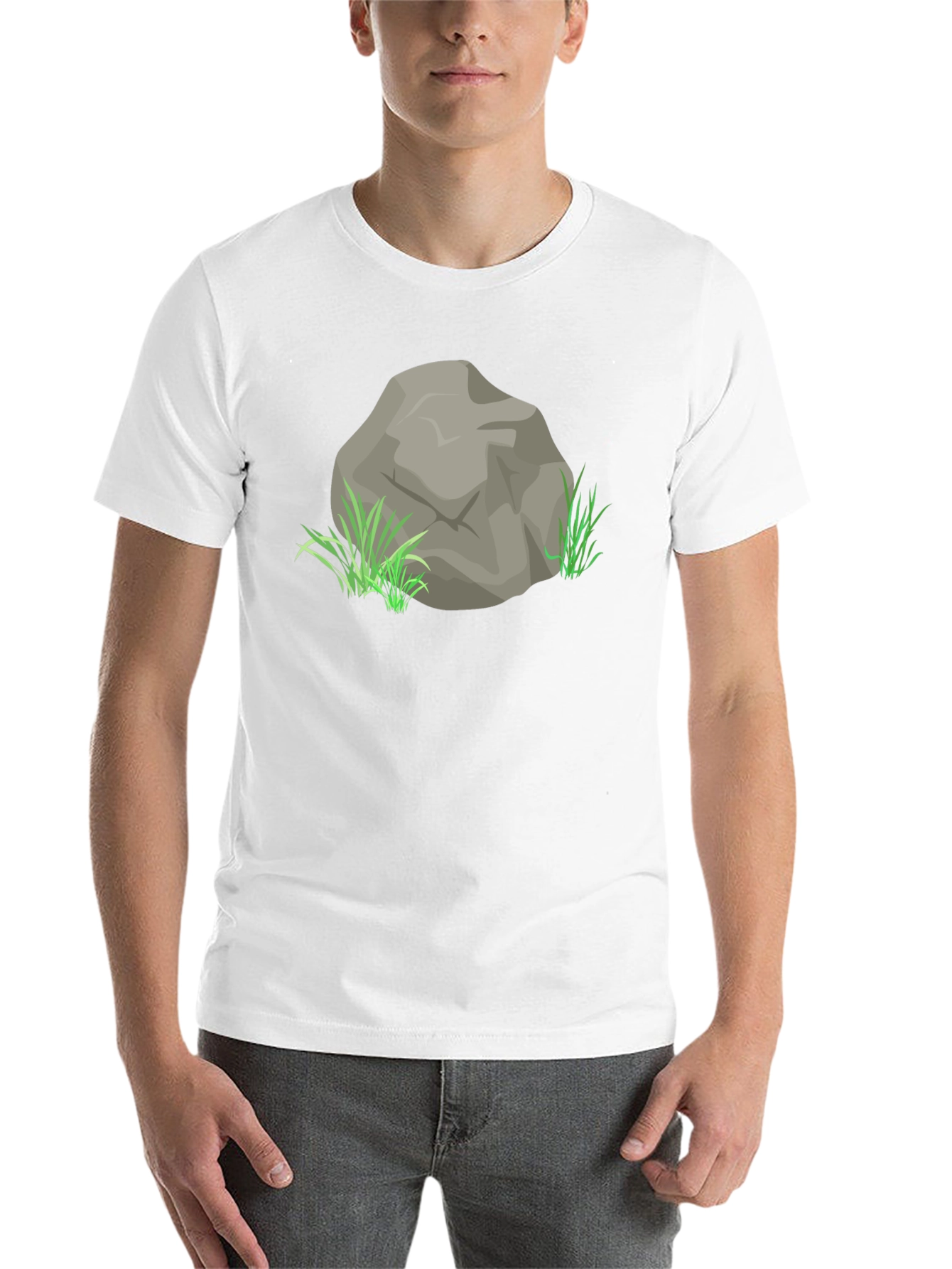 Black Rock and Grass Graphic Tee - Cool Nature Print view 14