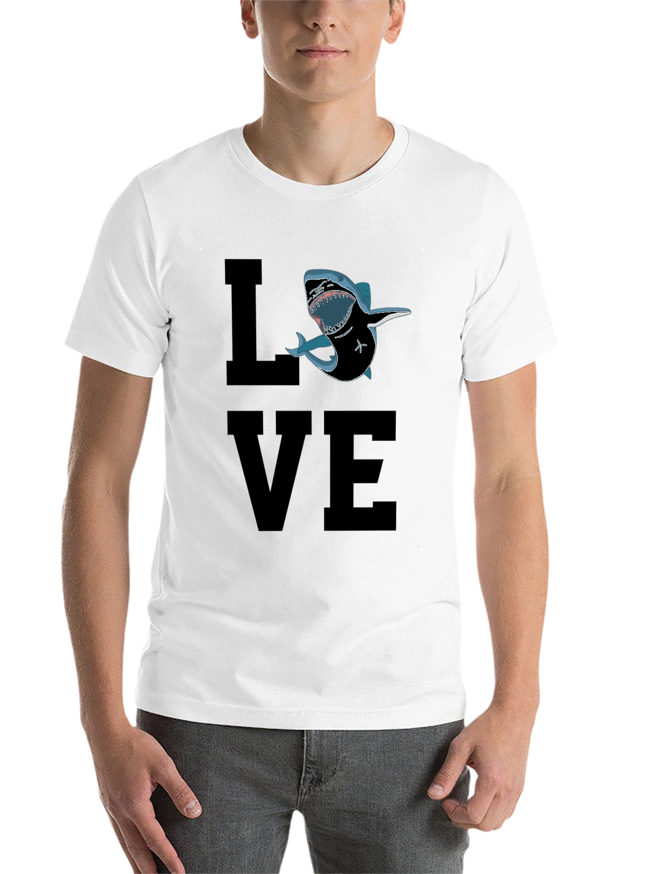 Black Shark Love Graphic T-Shirt - Black Cotton Tee view 14