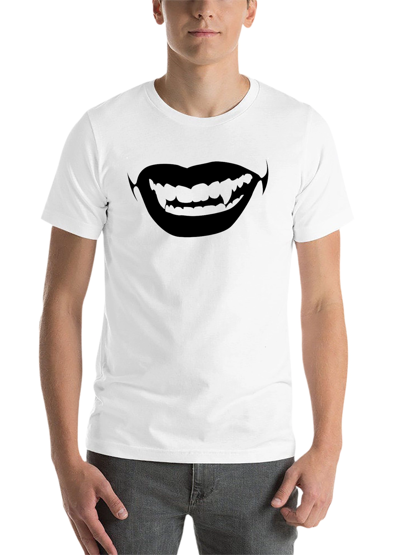 Black Vampire Smile Graphic T-Shirt - Halloween Ready view 14