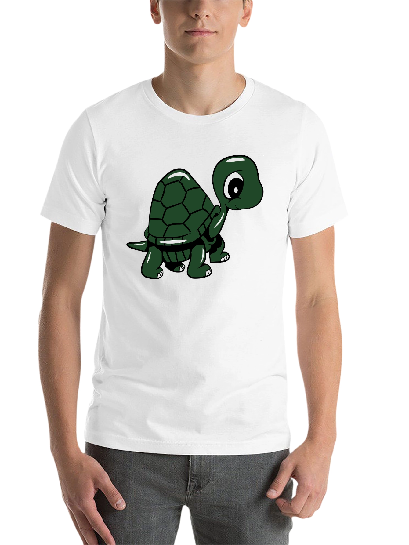 Black Cute Turtle Graphic Tee - Black Cotton T-Shirt view 14