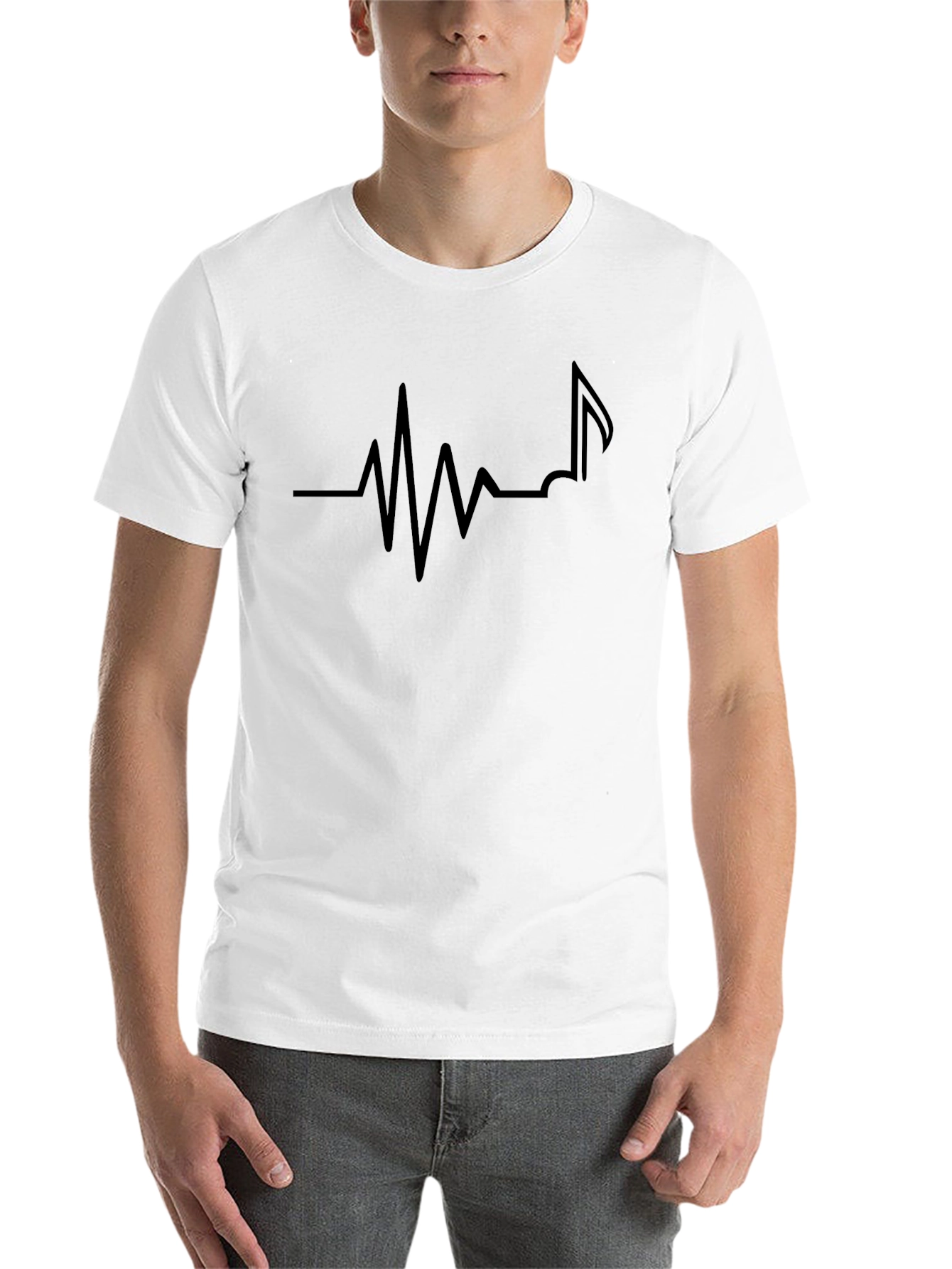 Black Music Note Heartbeat T-Shirt - Black view 14