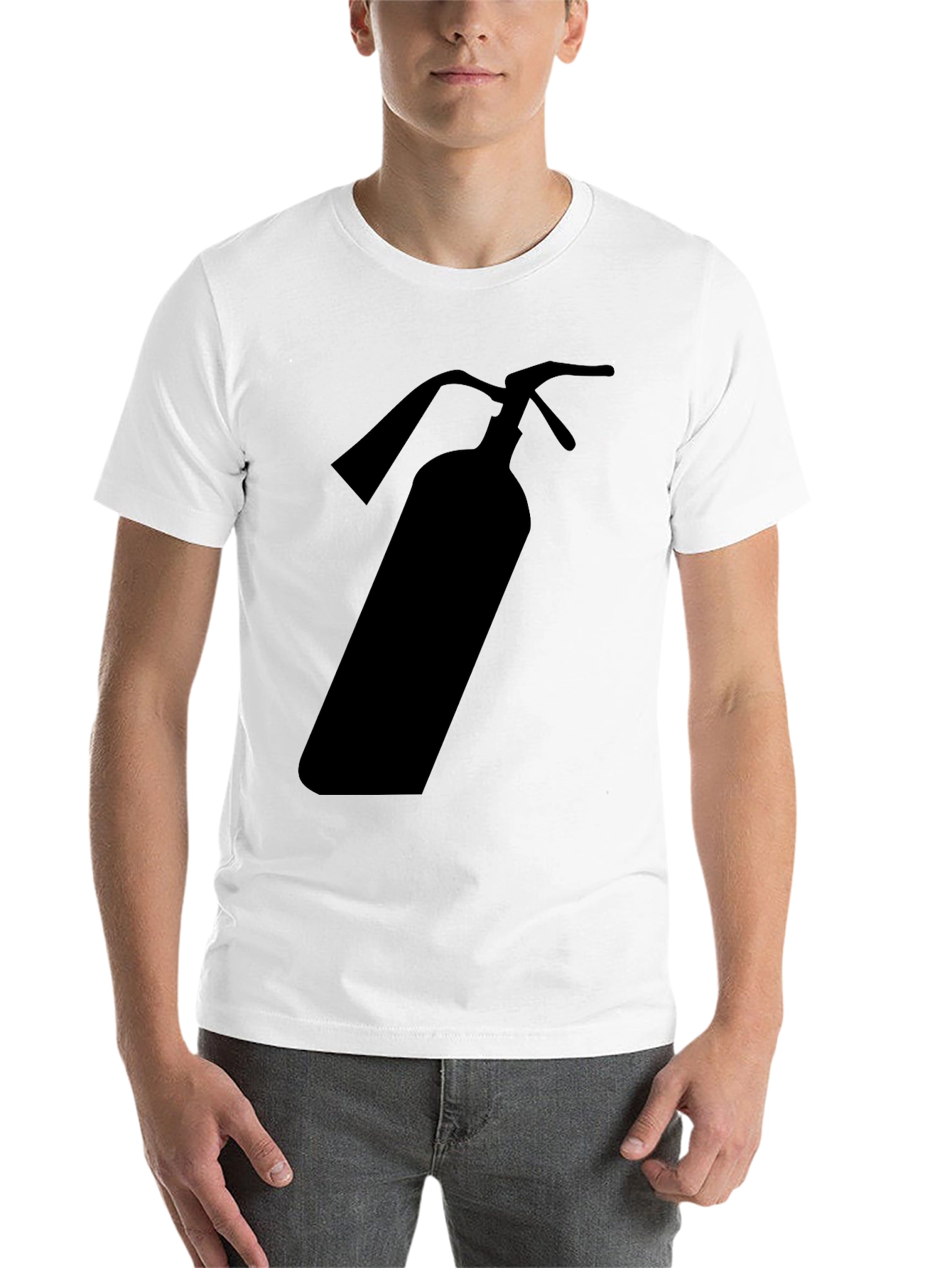 Black Fire Extinguisher Graphic Tee - Black Cotton T-Shirt view 14