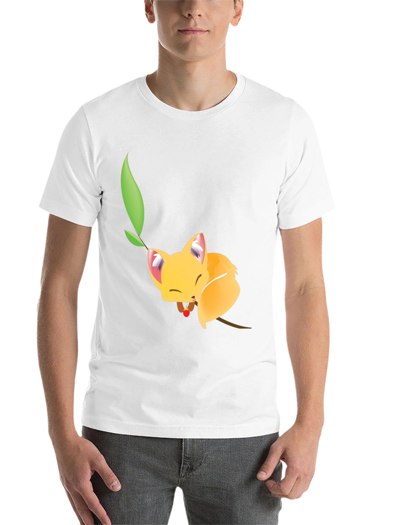 Black Cute Sleeping Fox Tee - Unique Graphic T-Shirt view 14