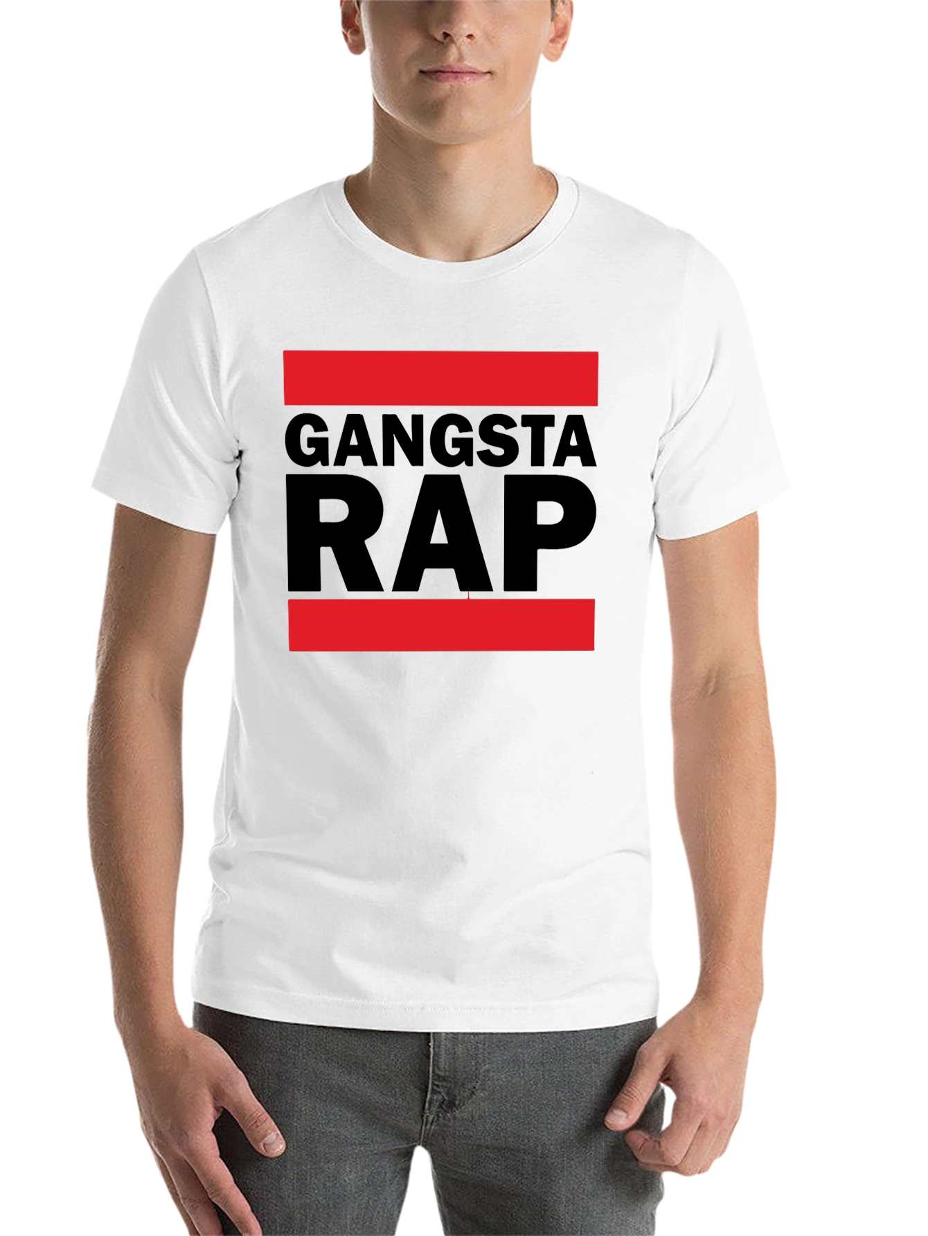 Black Gangsta Rap Graphic Tee - Black Cotton Blend view 14