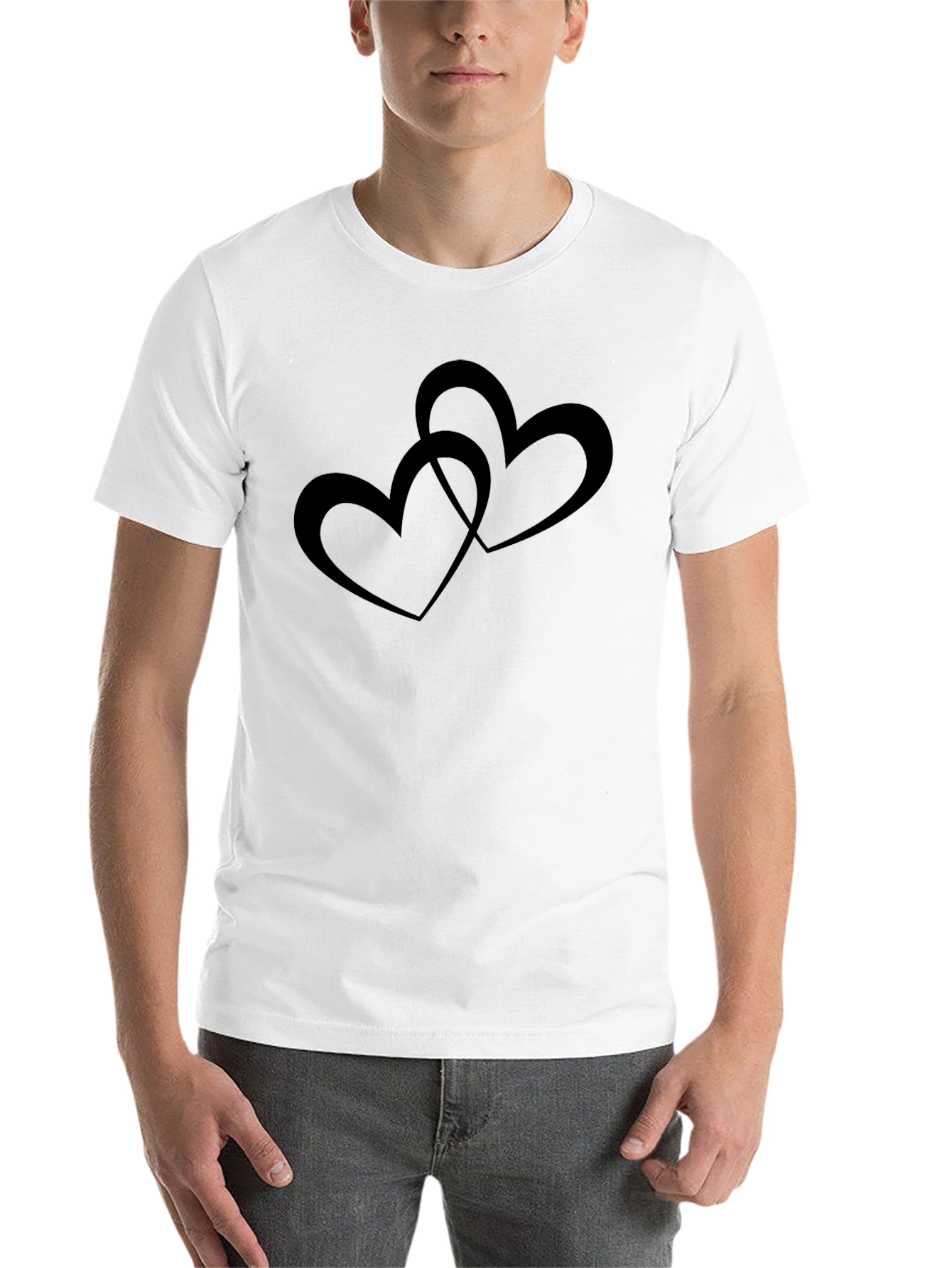 Black Heart Tee - Minimalist Black Cotton Blend T-Shirt view 14