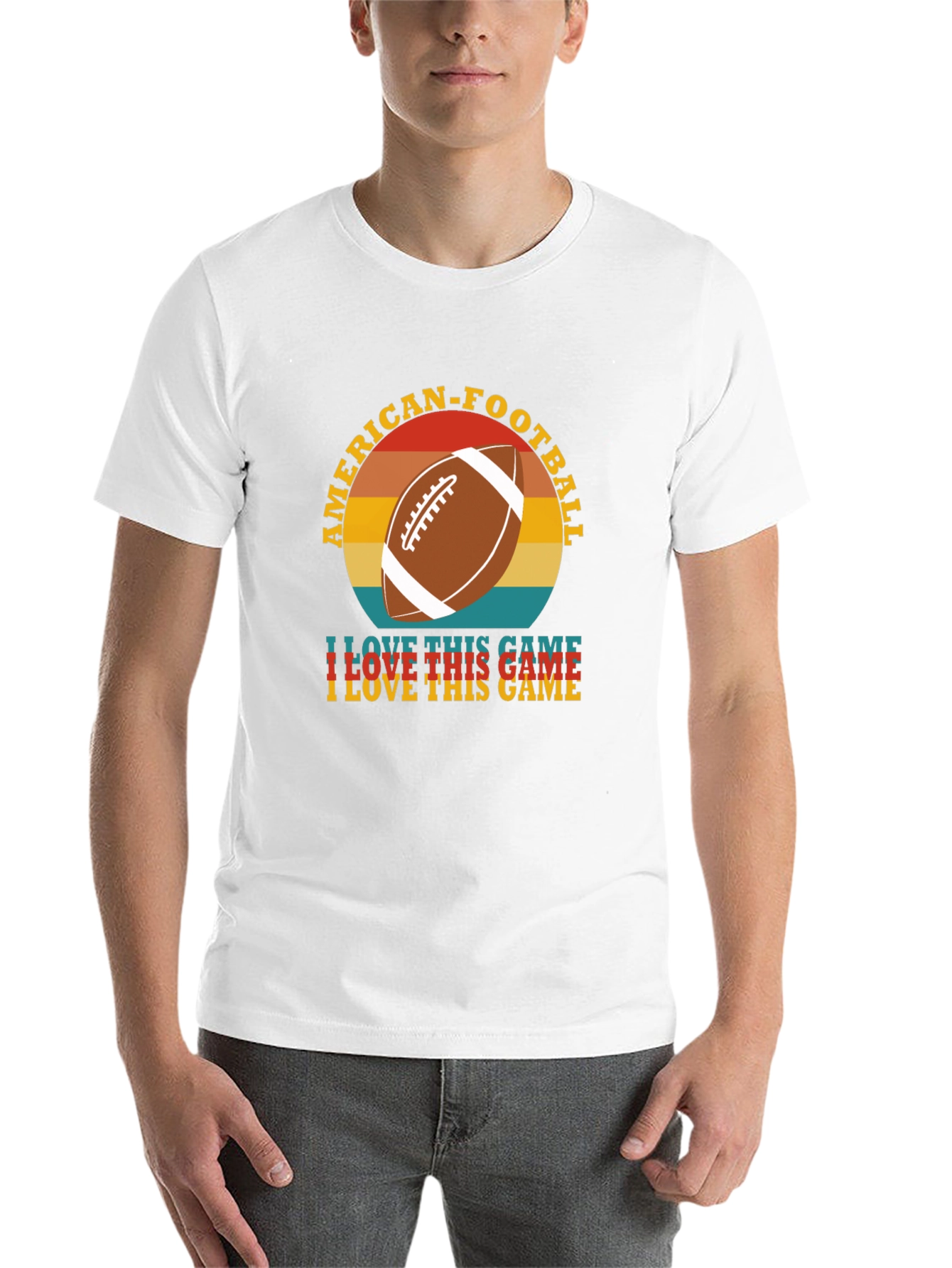 Black American Football Retro T-Shirt view 14