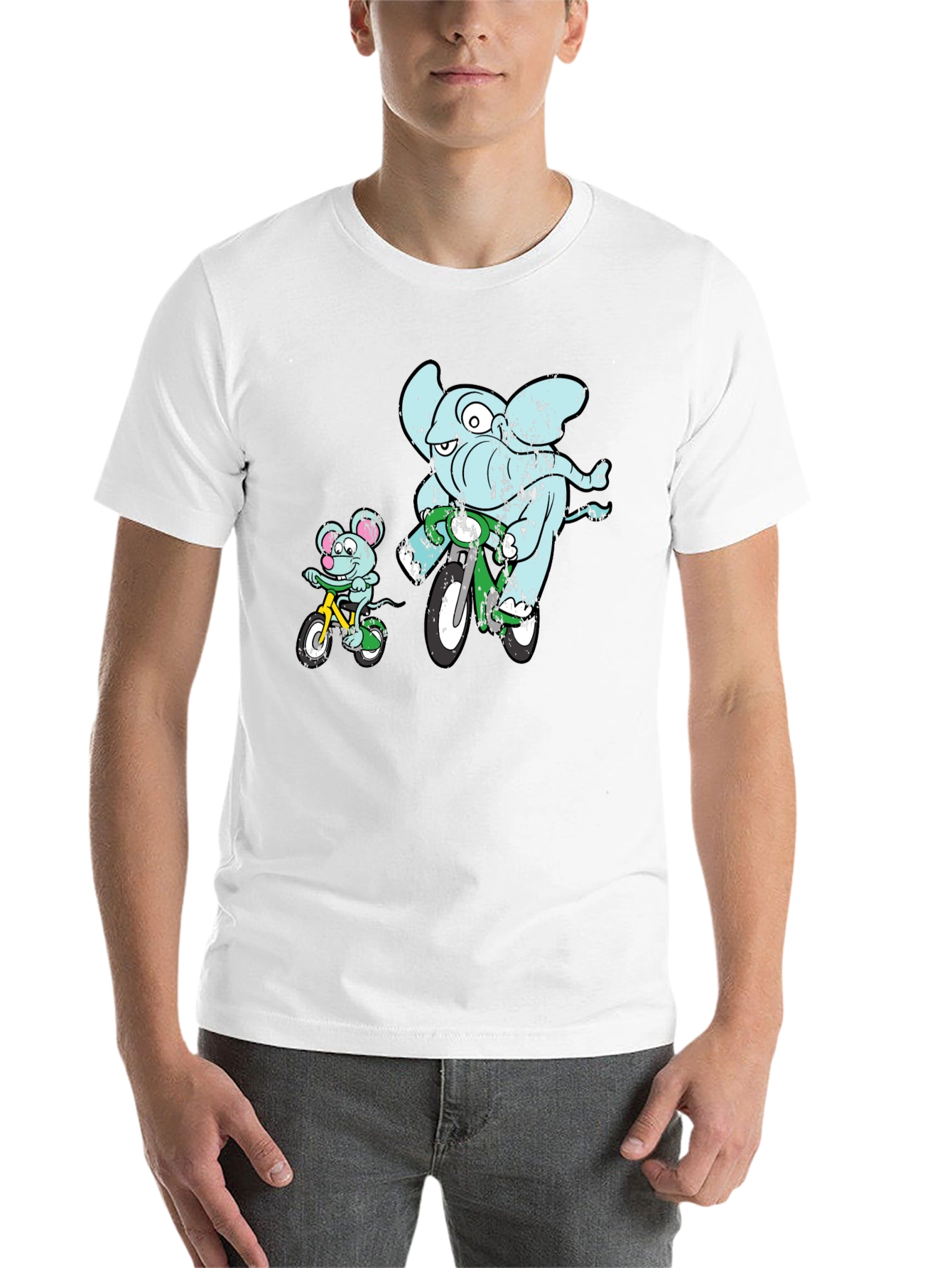 Black Elephant and Mouse Bicycle Ride T-Shirt - Black view 14