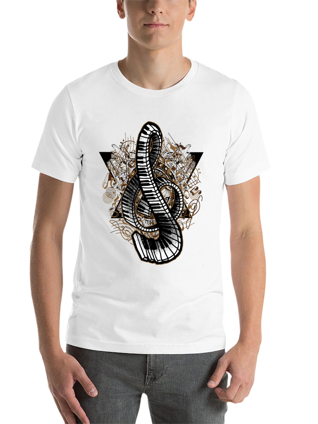 Black Musical Treble Clef Piano T-Shirt view 14