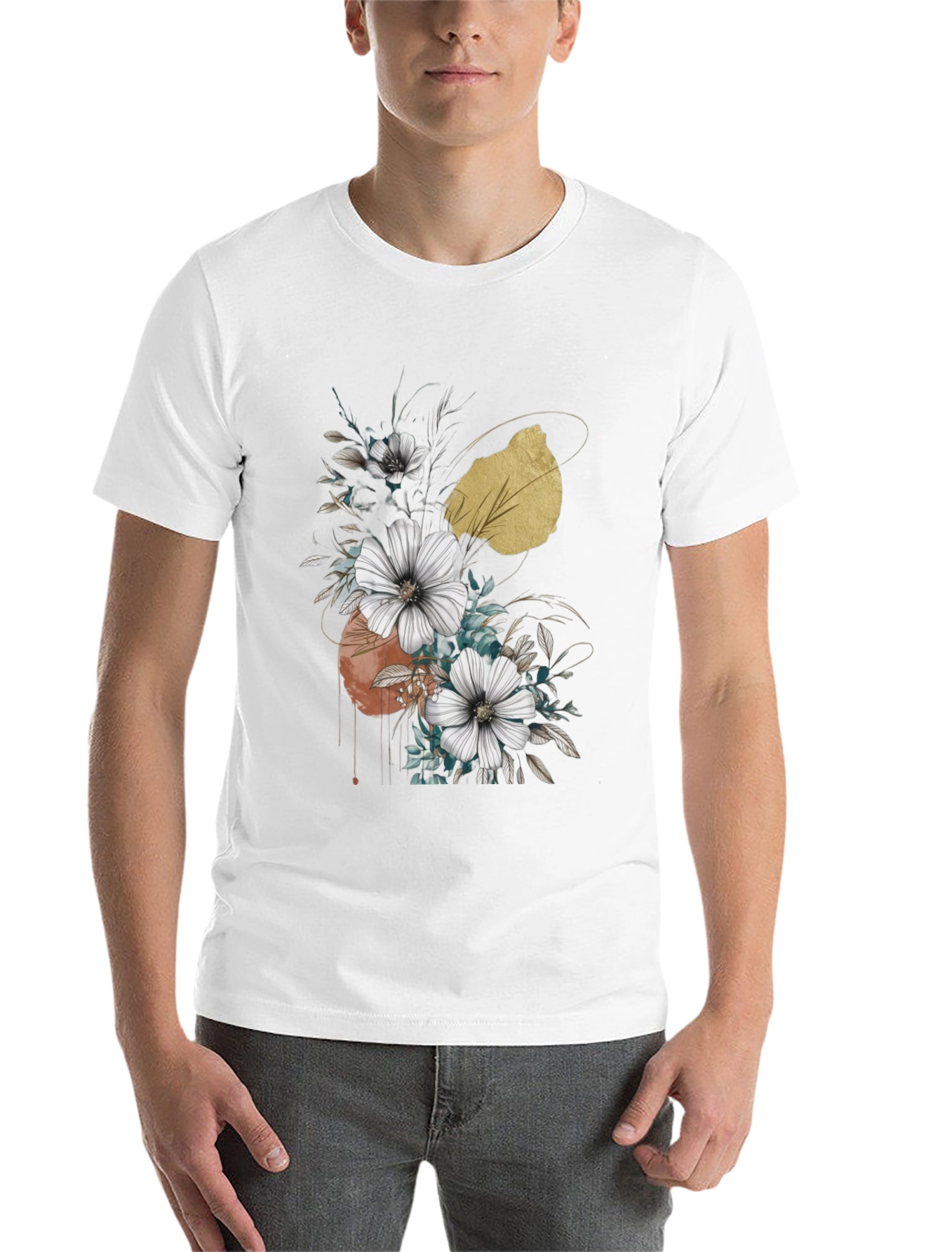 Black Floral Graphic Black T-Shirt view 14