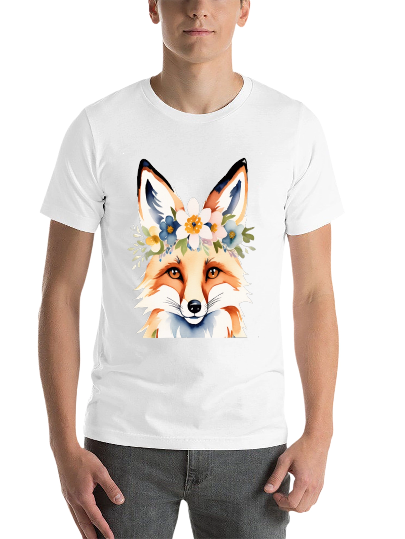 Black Floral Fox Tee - Stylish Graphic T-Shirt view 14