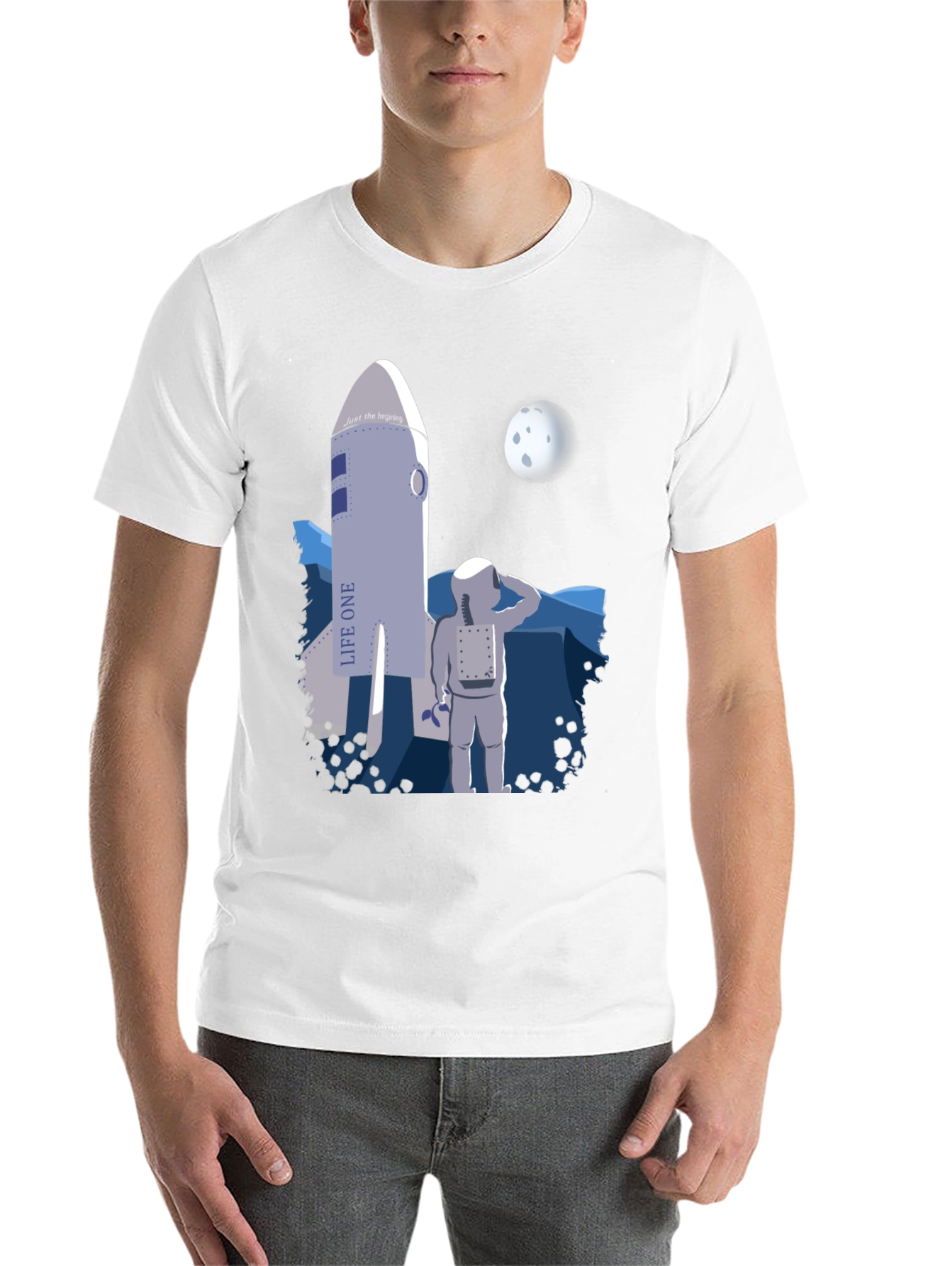 Black Astronaut & Rocket Graphic T-Shirt - Space Adventure Tee view 14