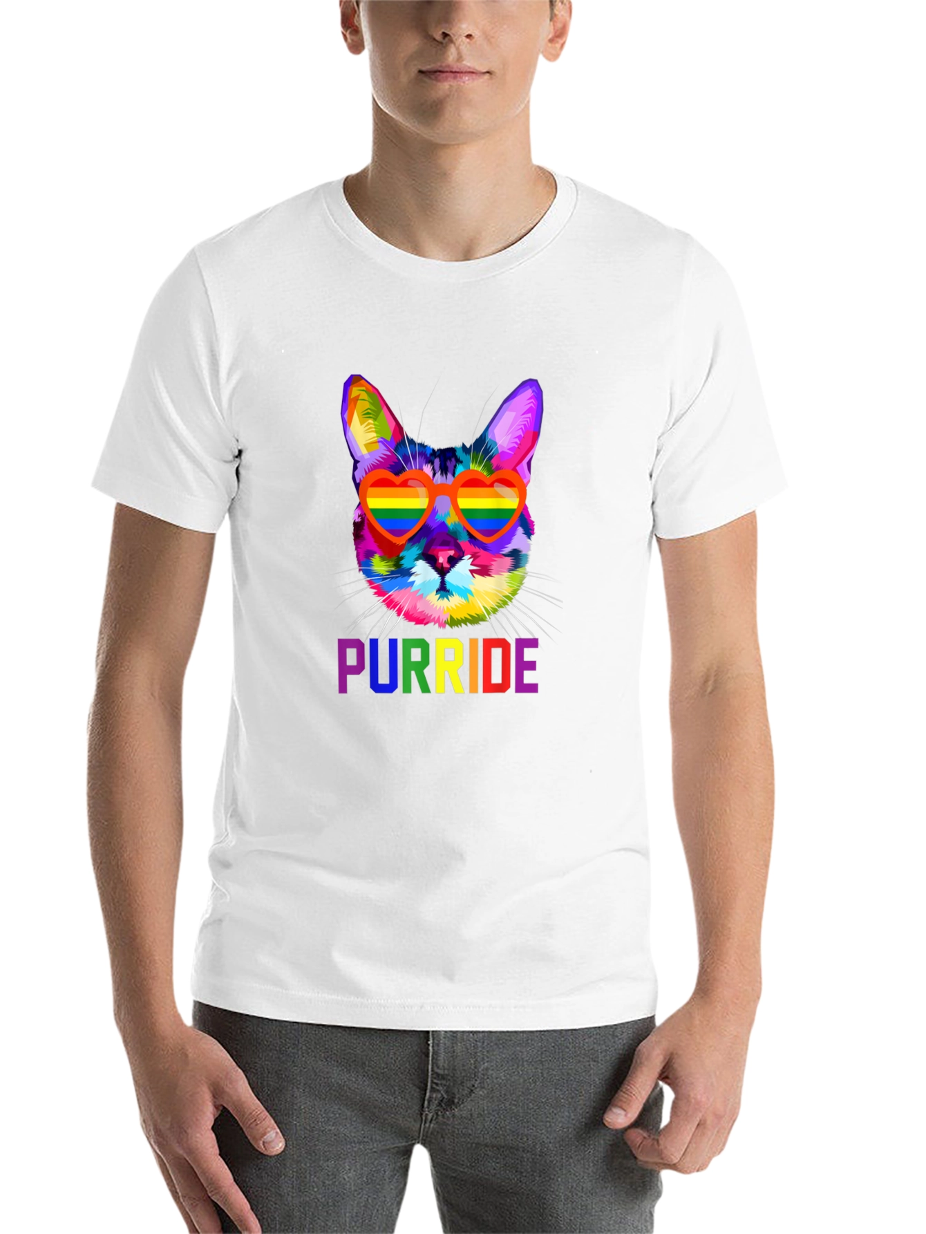 Black Rainbow Purride Cat T-Shirt view 14