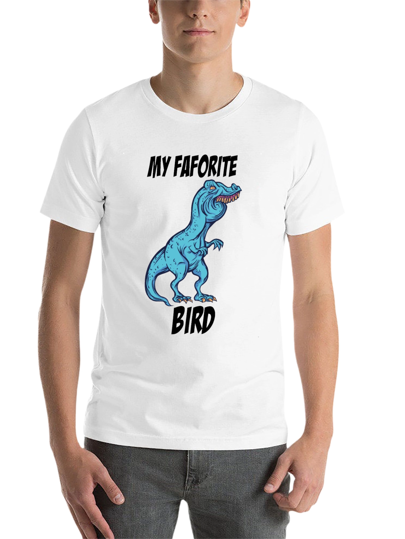 Black Funny Dinosaur T-Shirt: My Favorite Bird view 14