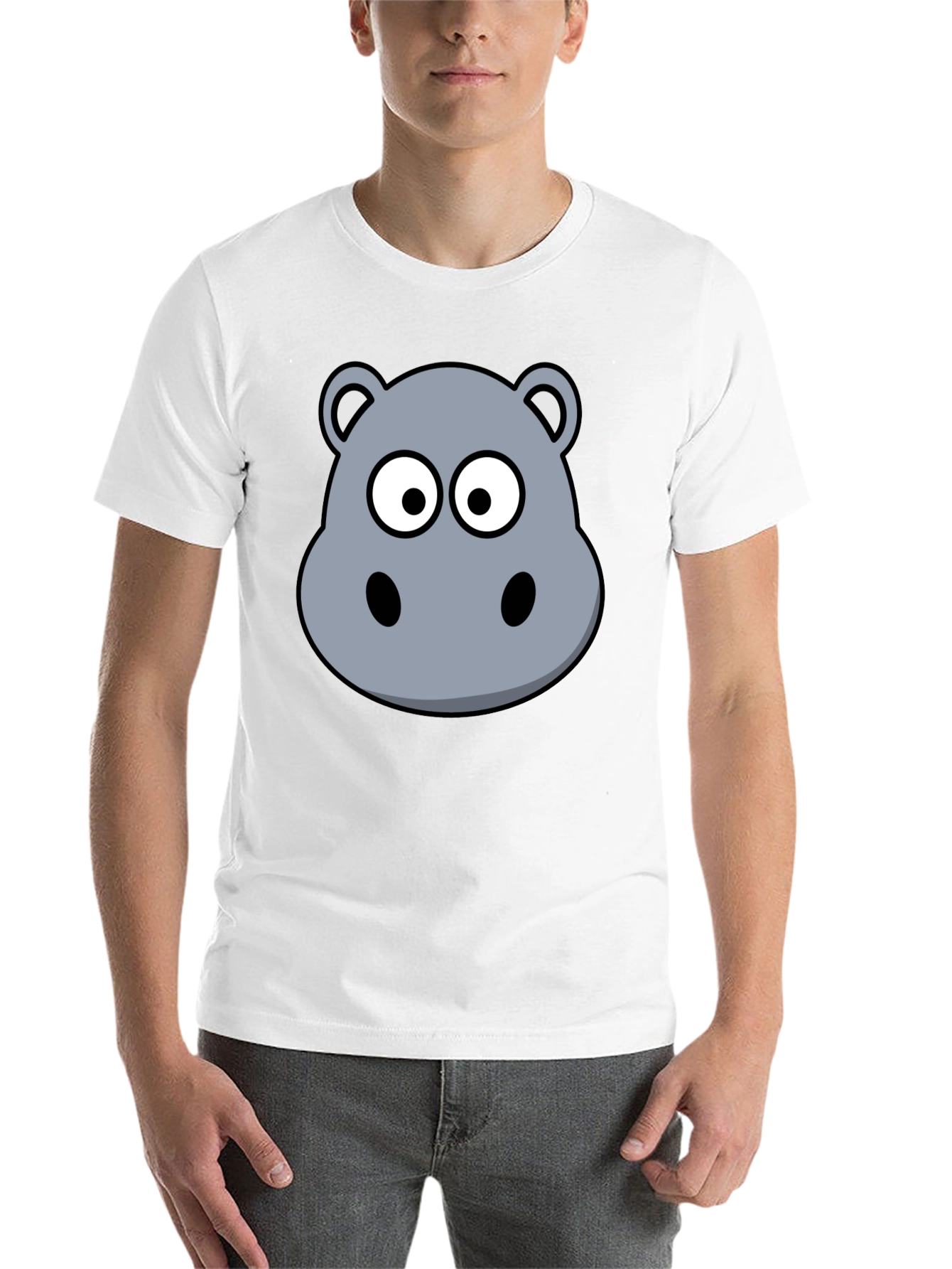 Black Hippo Cartoon Graphic Black T-Shirt view 14