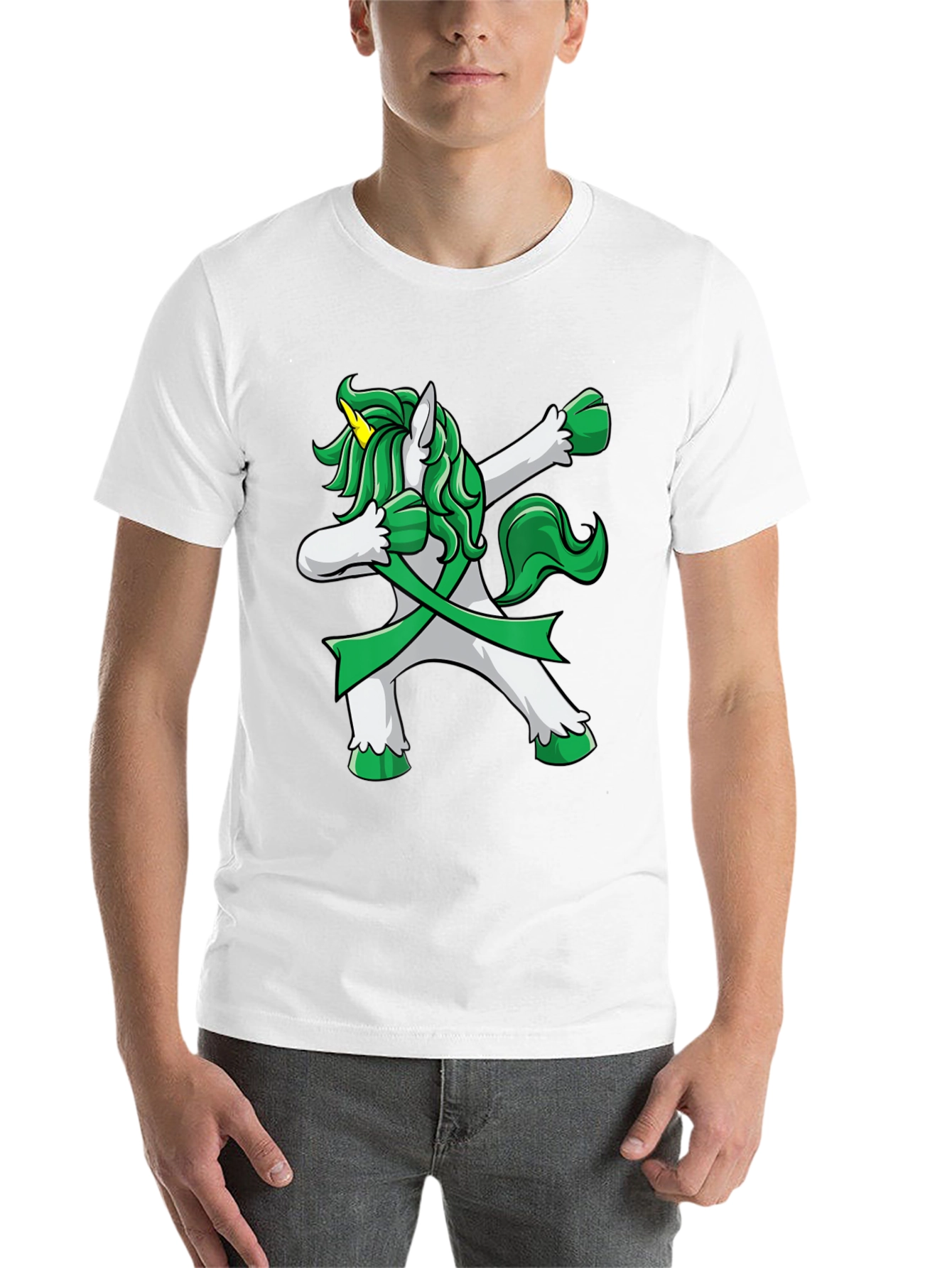 Black Dabbing Unicorn T-Shirt - St. Patrick's Day Style view 14