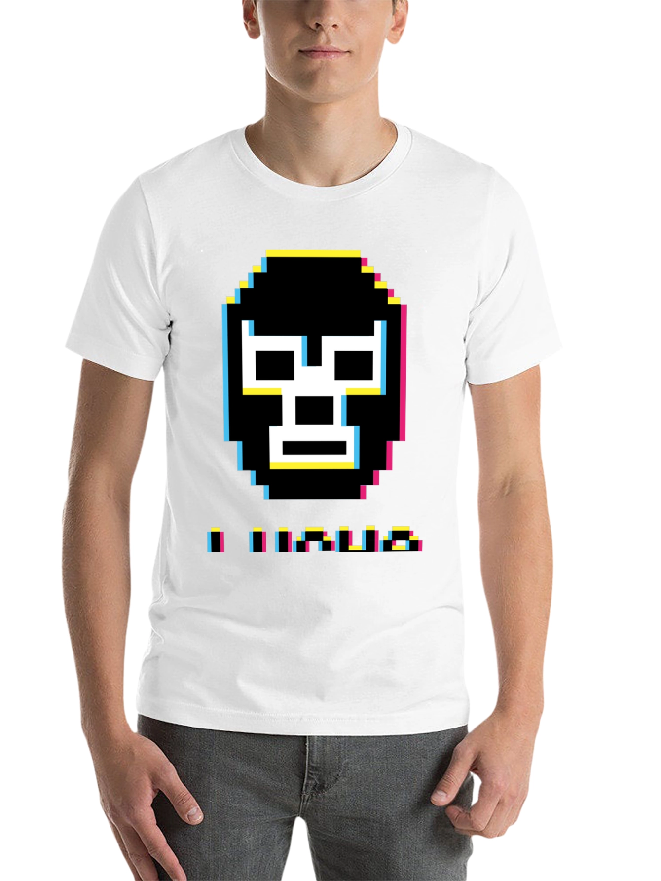 Black Pixel Luchador Mask T-Shirt view 14