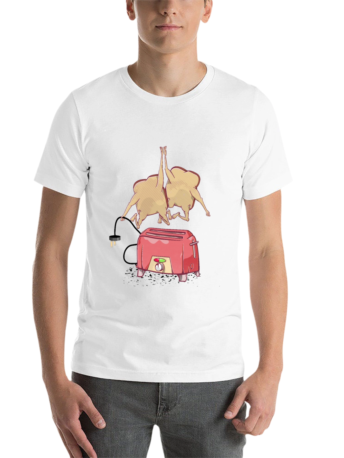 Black Funny Toaster & Toast T-Shirt - Black Cotton Tee view 14