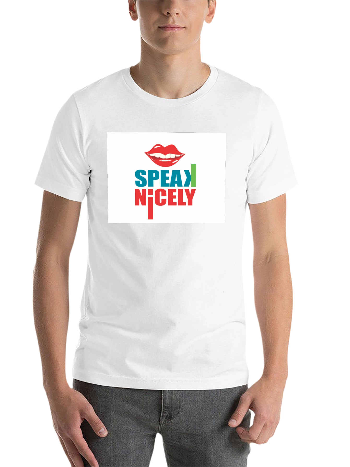 Black Speak Nicely Graphic Tee - Black Cotton Blend view 14