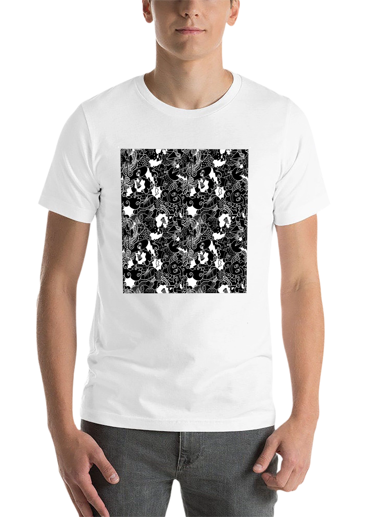 Black Abstract Pattern Black T-Shirt view 14