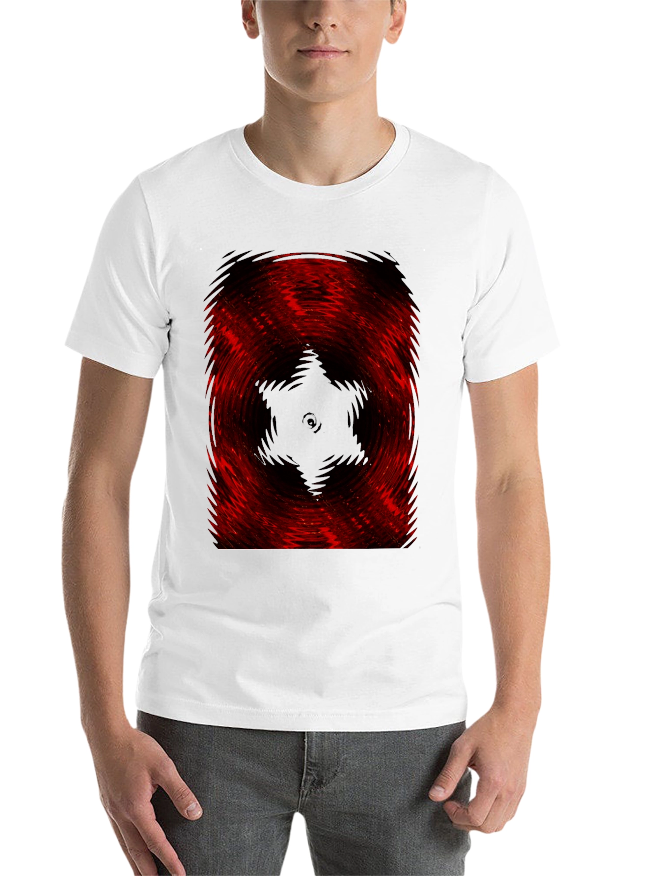 Black Abstract Red & Black Swirl Graphic Tee view 14