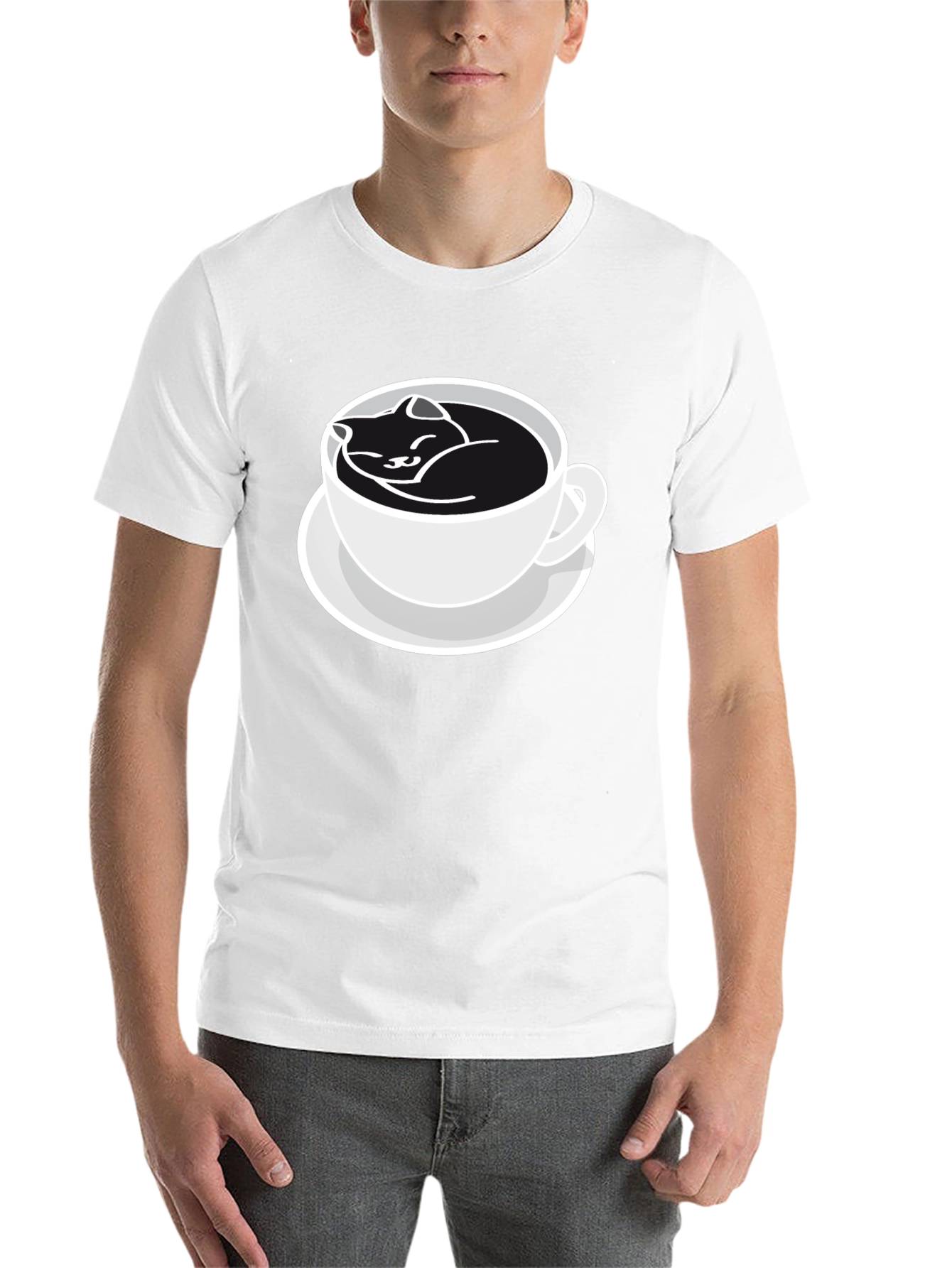 Black Cat Nap Coffee Cup Black T-Shirt view 14