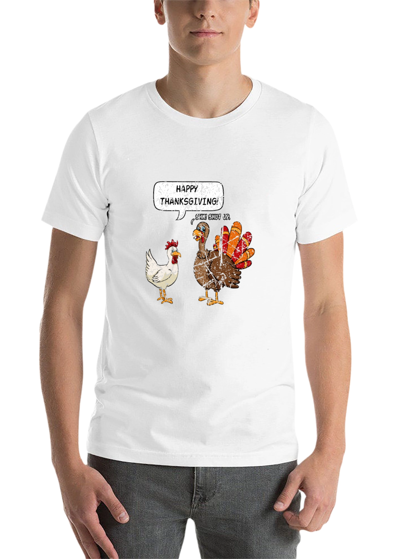 Black Happy Thanksgiving Funny Turkey T-Shirt view 14
