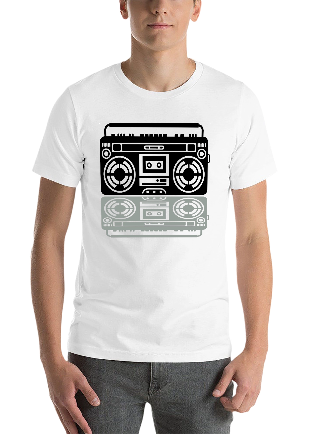Black Retro Boombox Graphic T-Shirt - Vintage Music Lover Tee view 14