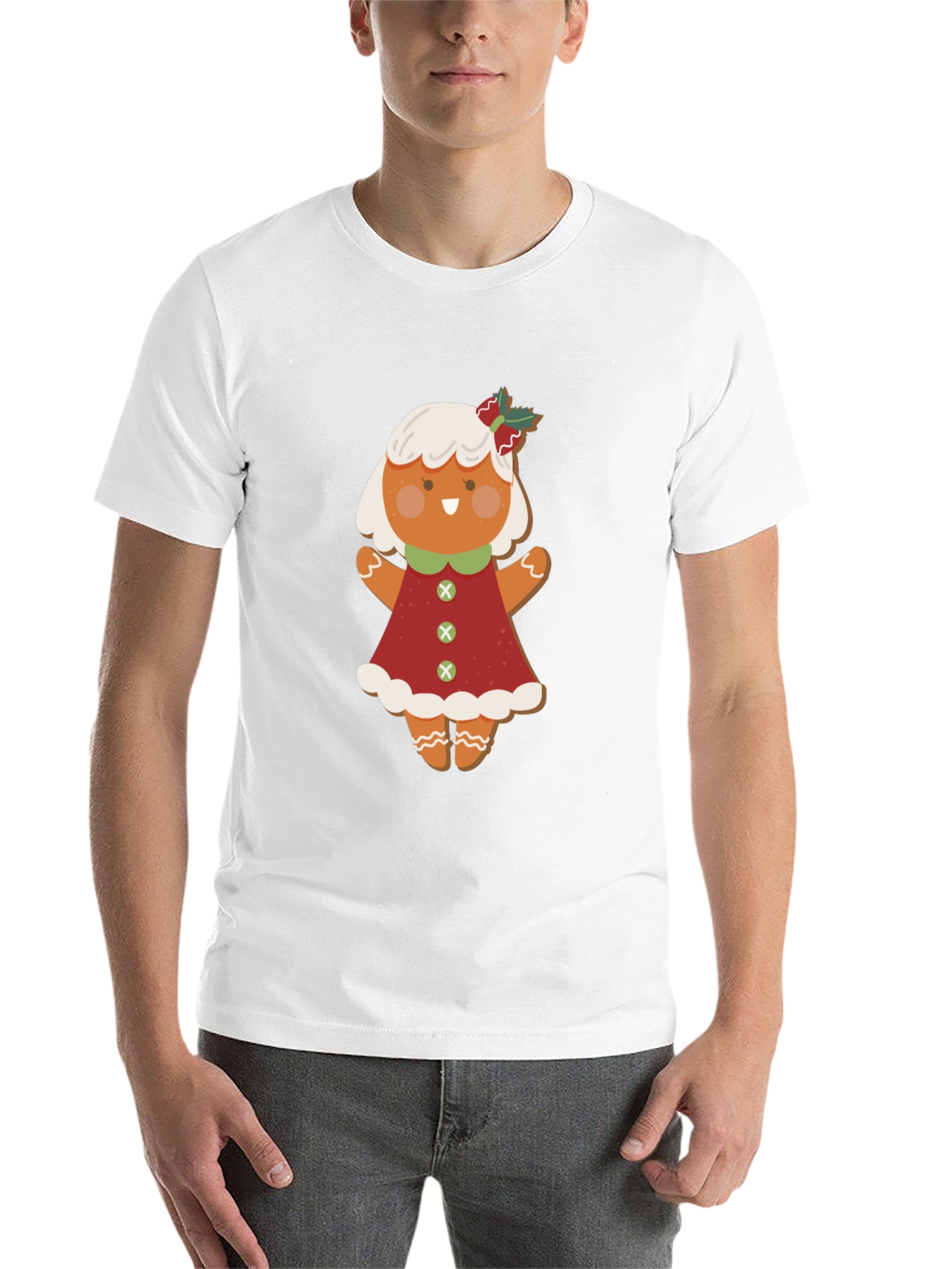 Black Gingerbread Girl T-Shirt: Festive Holiday Style view 14