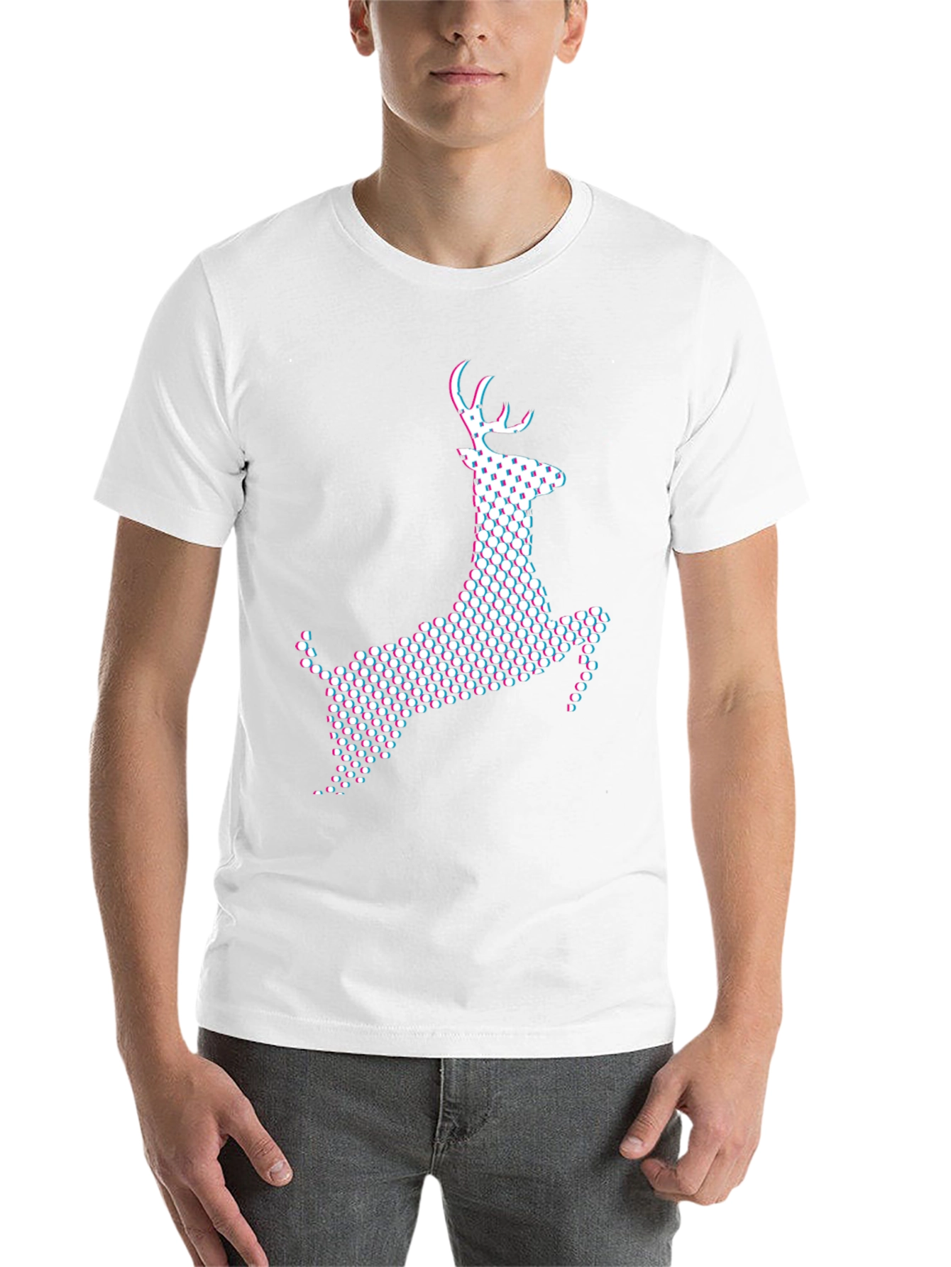 Black Abstract Reindeer Graphic Black T-Shirt view 14