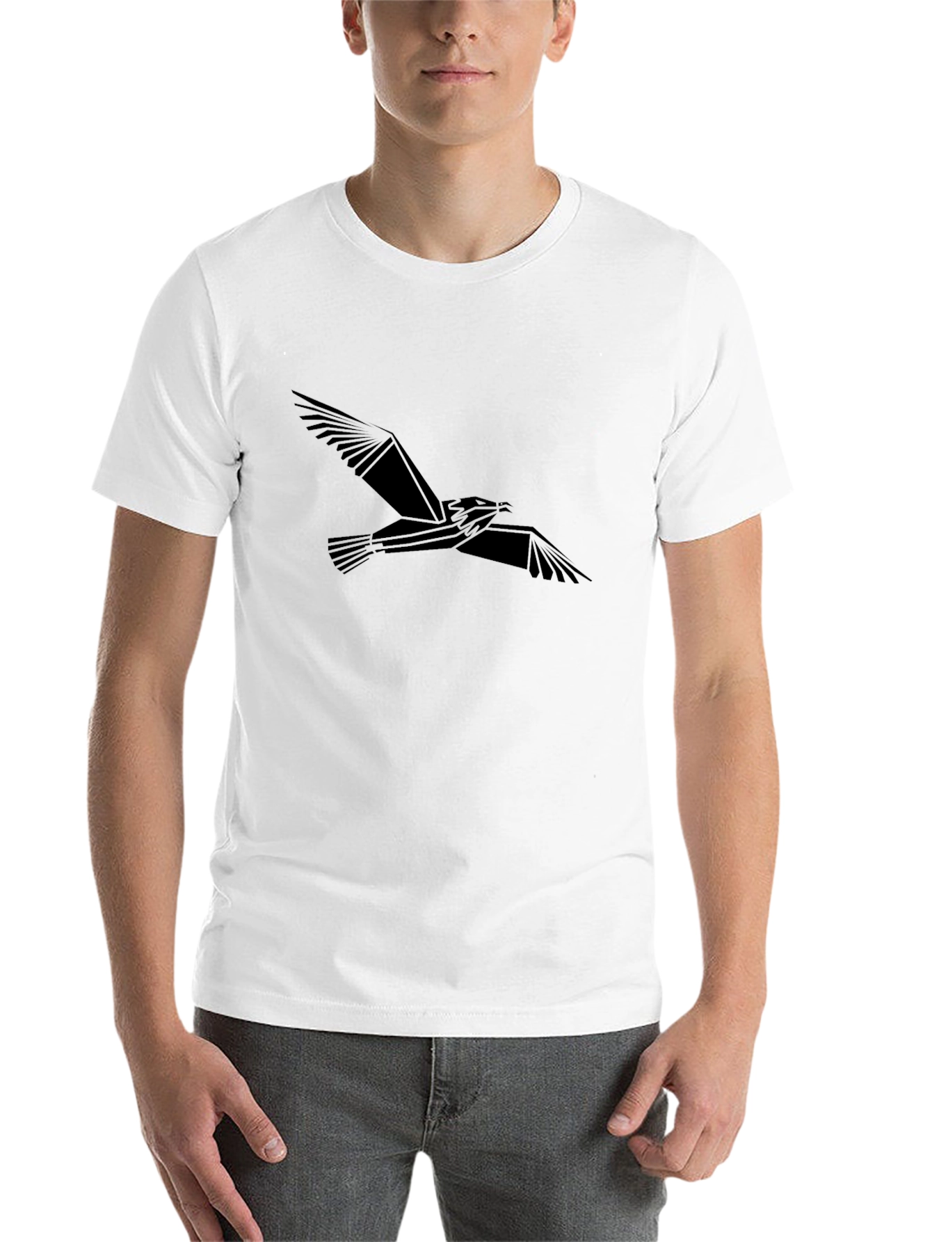 Black Geometric Bird Graphic Tee - Black view 14