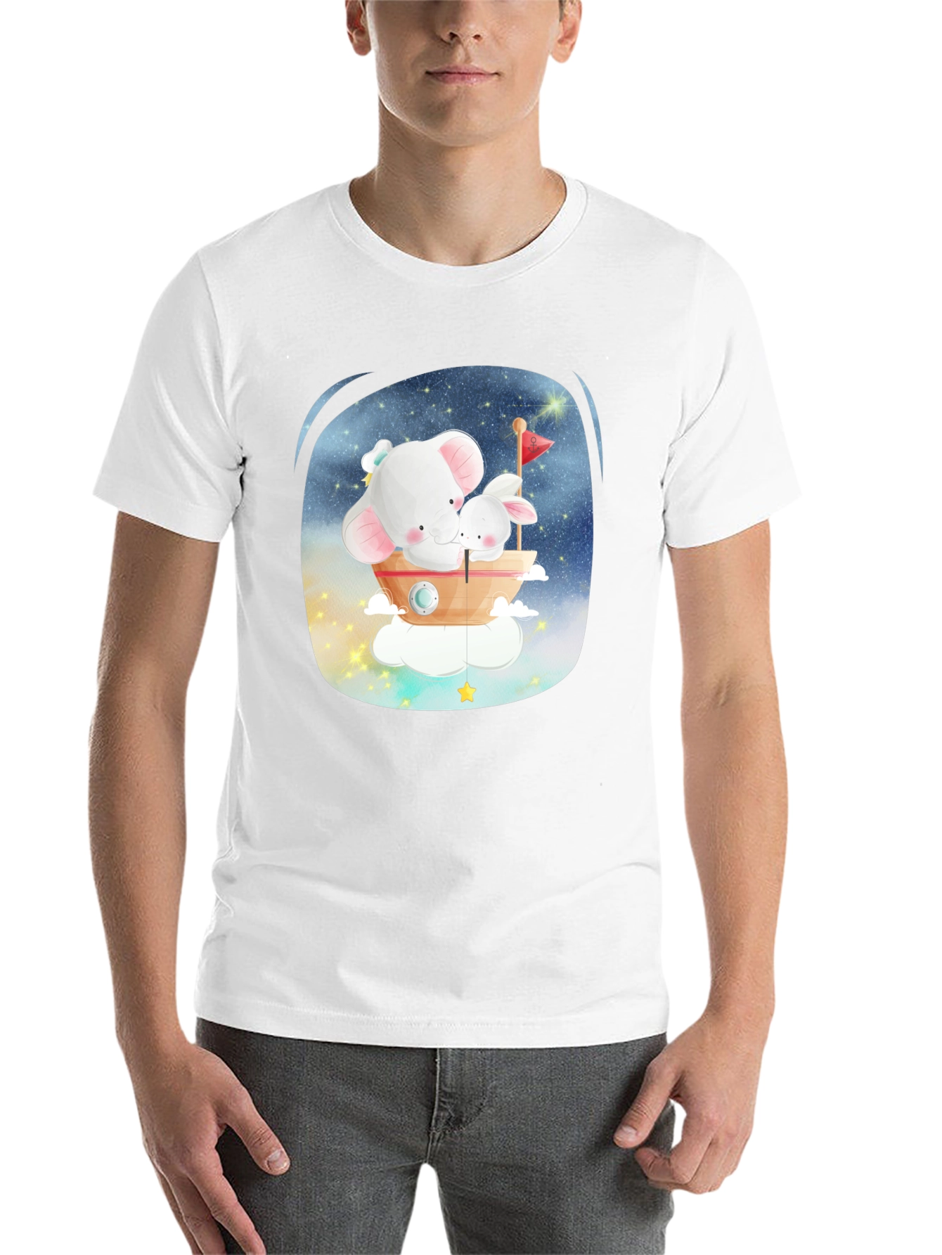 Black Cute Elephant & Bunny T-Shirt - Dreamy Design view 14