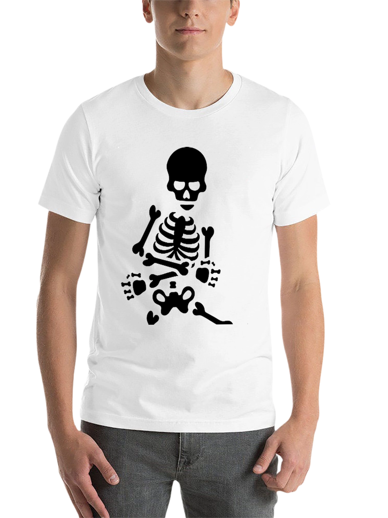Black Skeleton Graphic Tee - Black Crew Neck view 14