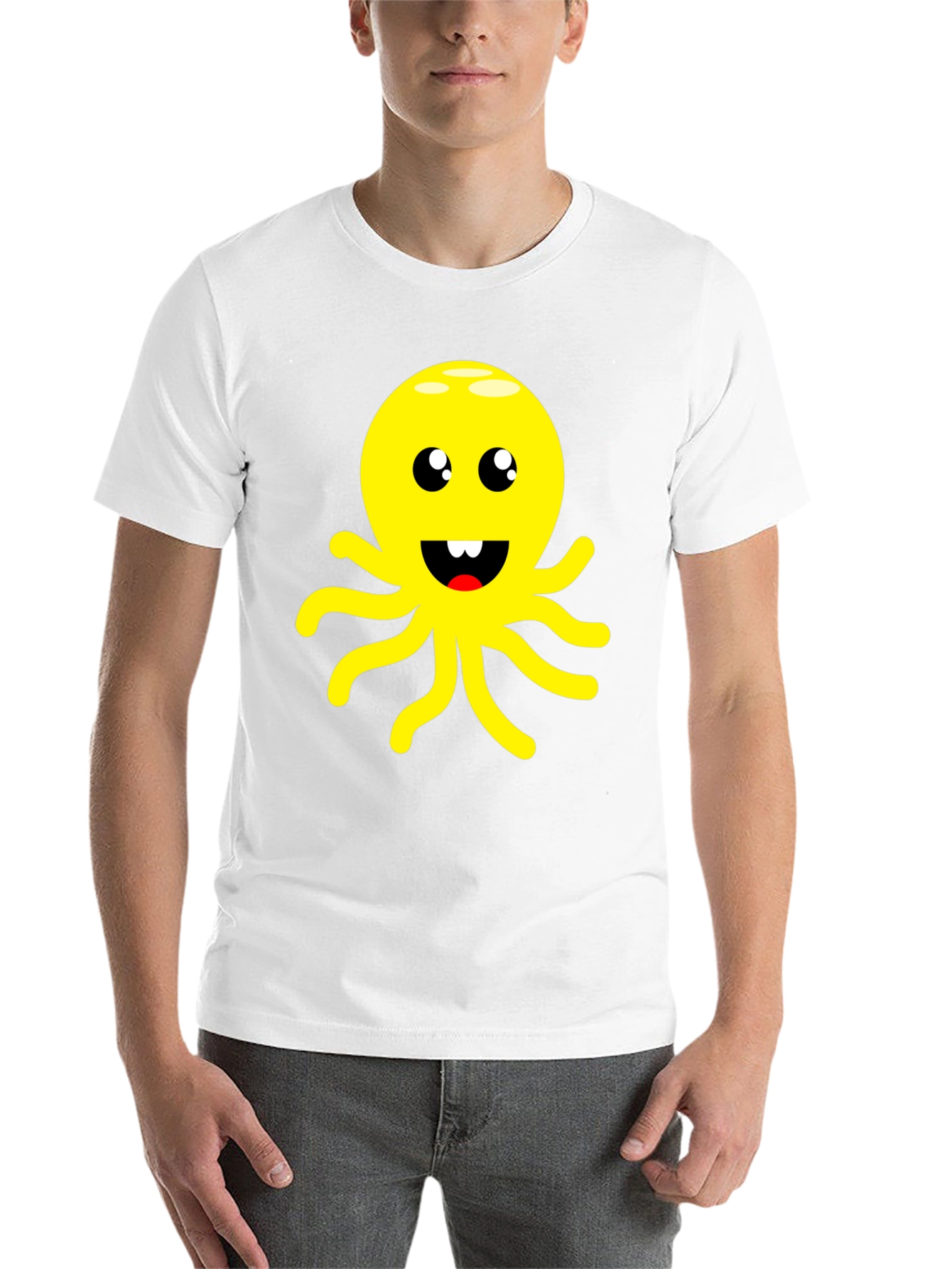 Black Cute Cartoon Octopus Graphic Black T-Shirt view 14