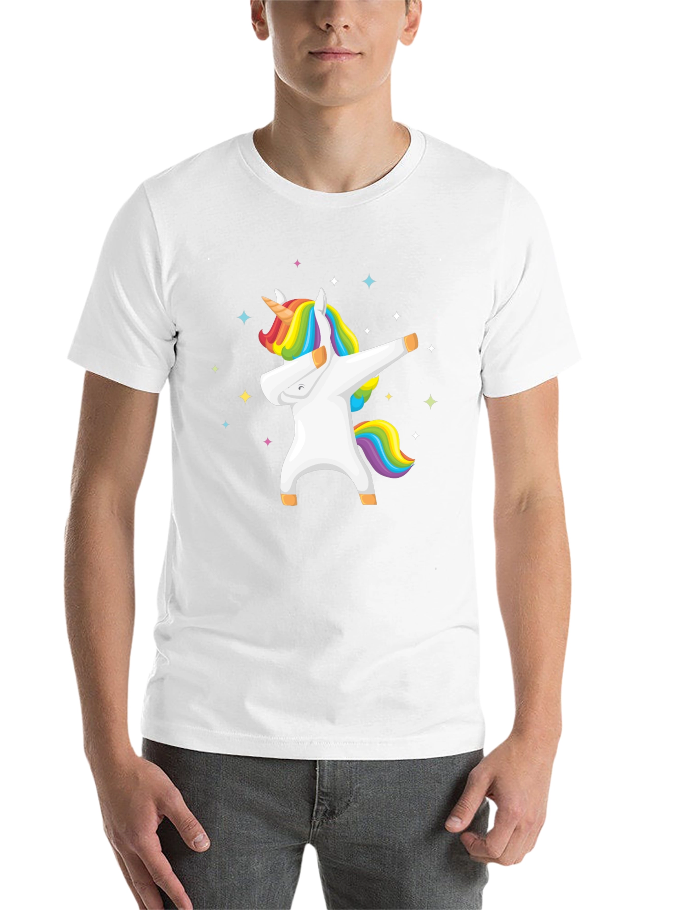 Black Dabbing Unicorn Graphic Tee - Black Cotton T-Shirt view 14