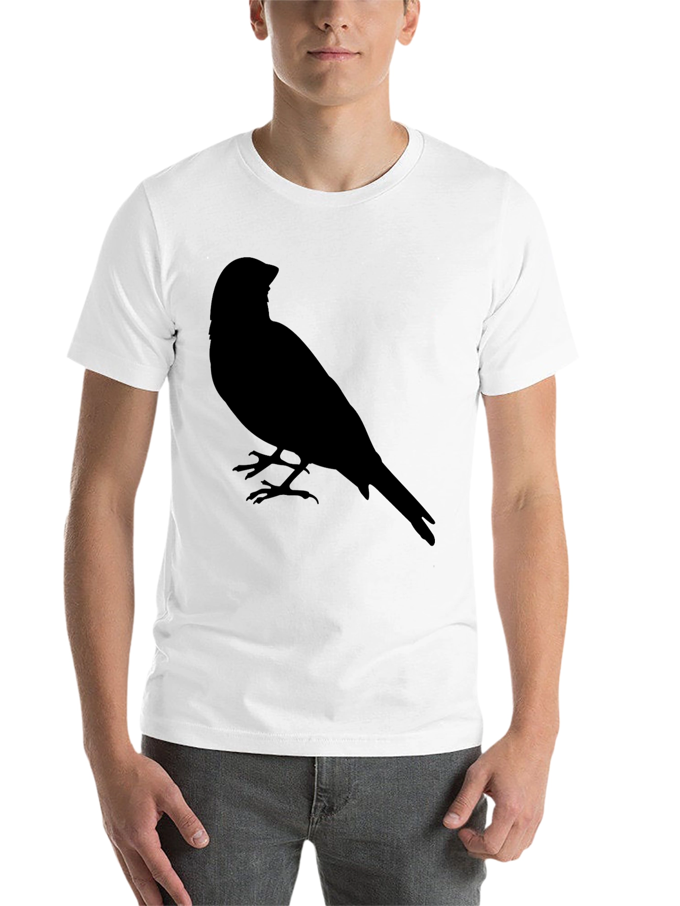 Black Men's Black T-Shirt with Bird Silhouette Graphic view 14