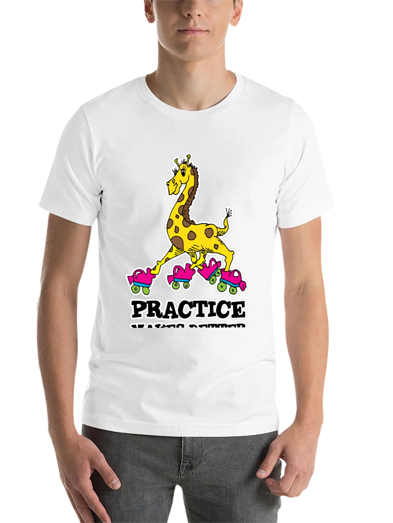 Black Giraffe Roller Skating T-Shirt - Practice Makes Progress view 14