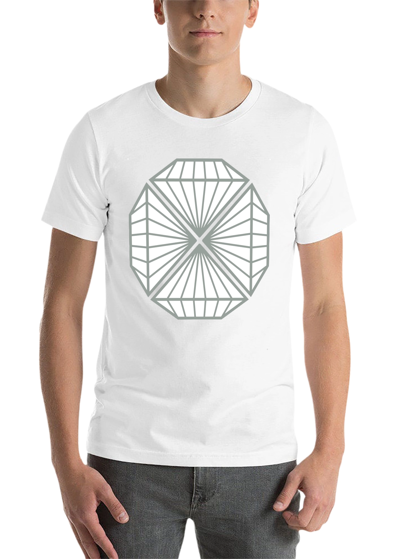 Black Geometric Diamond Design Black T-Shirt view 14