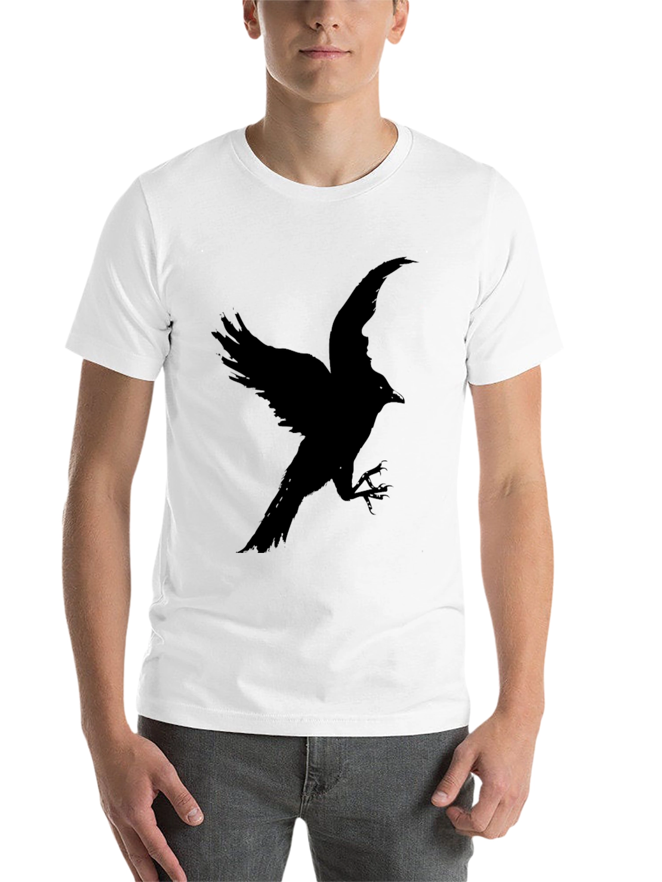Black Raven Profile T-Shirt - Dark Bird Graphic Tee view 14