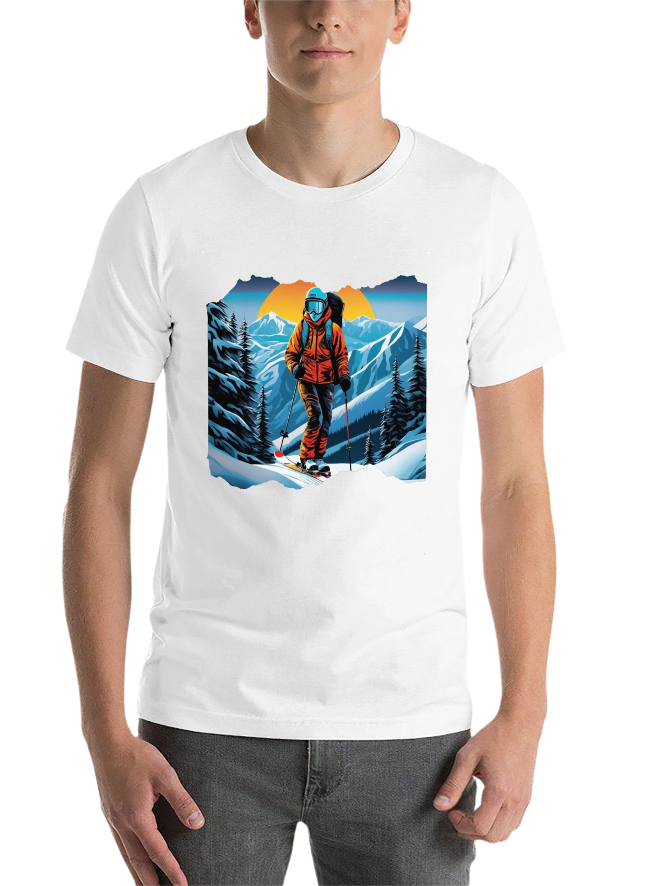 Black Ski Graphic Tee - Mountain Adventure Shirt view 14