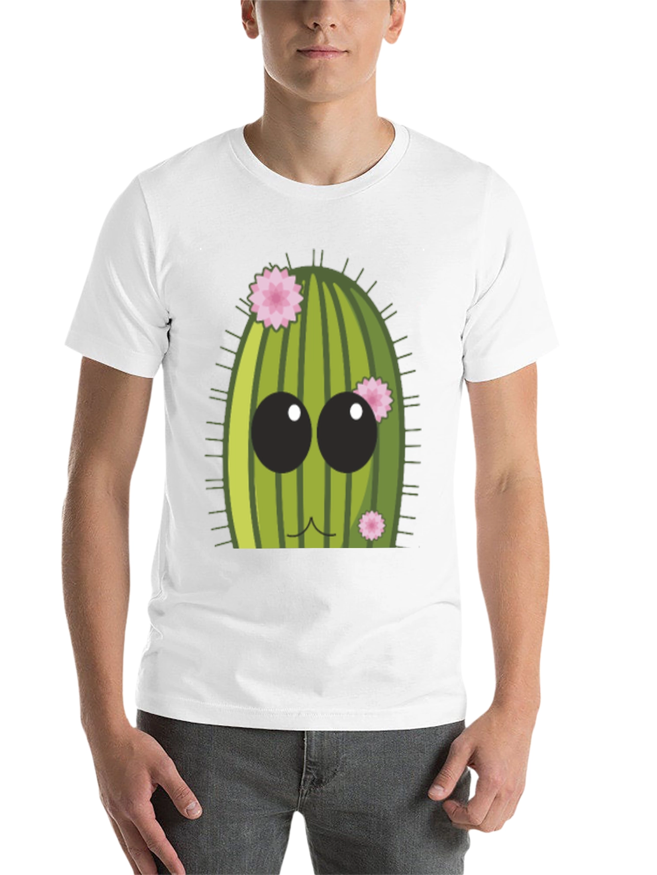 Black Cute Cactus Graphic Tee - Men's Black T-Shirt view 14