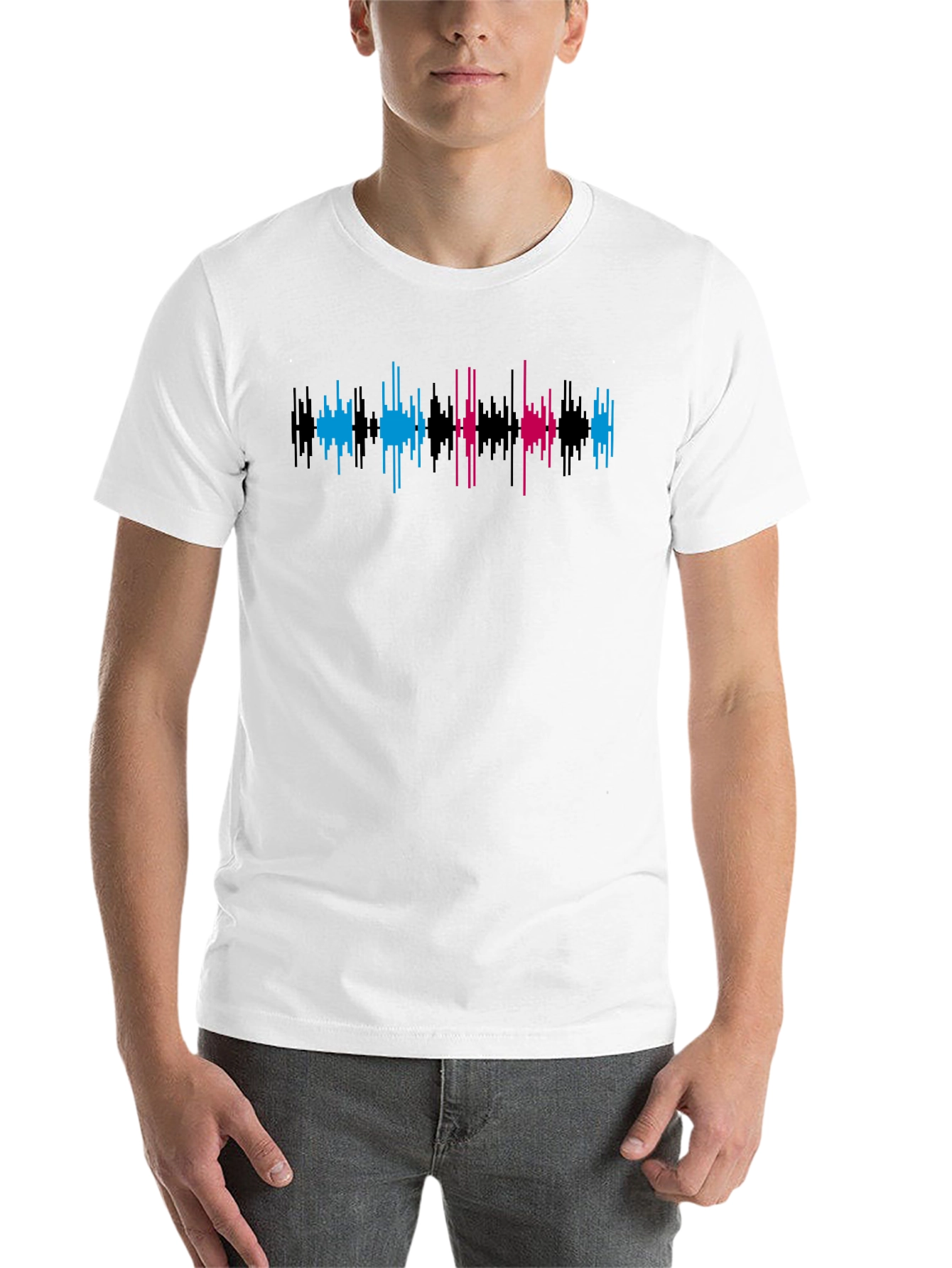 Black Soundwave Graphic Tee - Black Crew Neck T-Shirt view 14