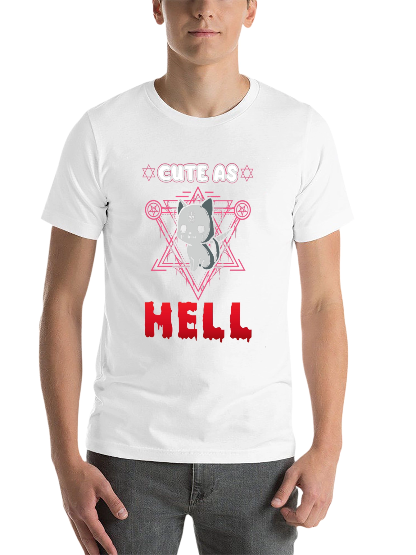 Black Cute as Hell T-Shirt Gothic Satanic Cat view 14