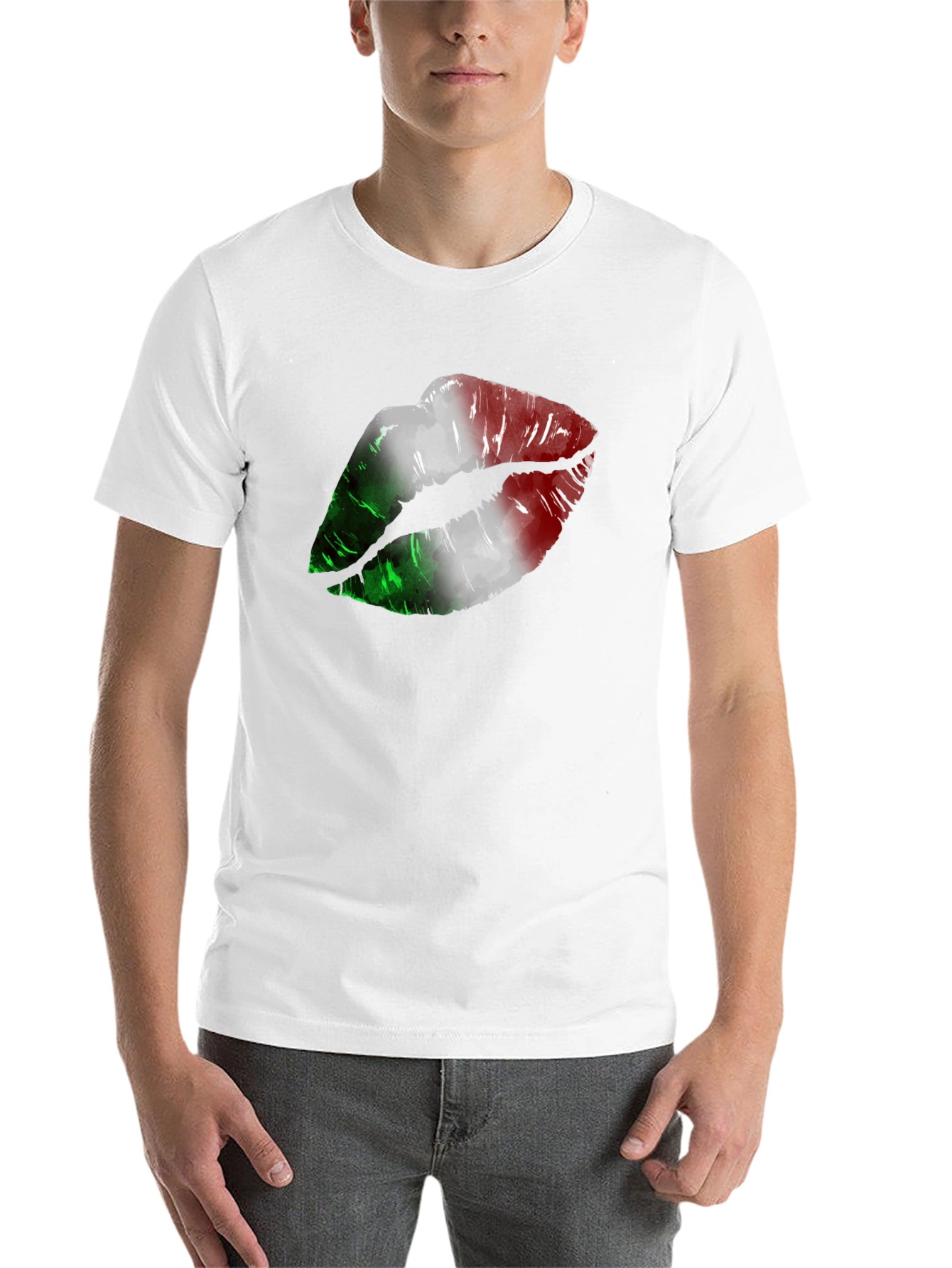 Black Italian Flag Lips Graphic T-Shirt view 14